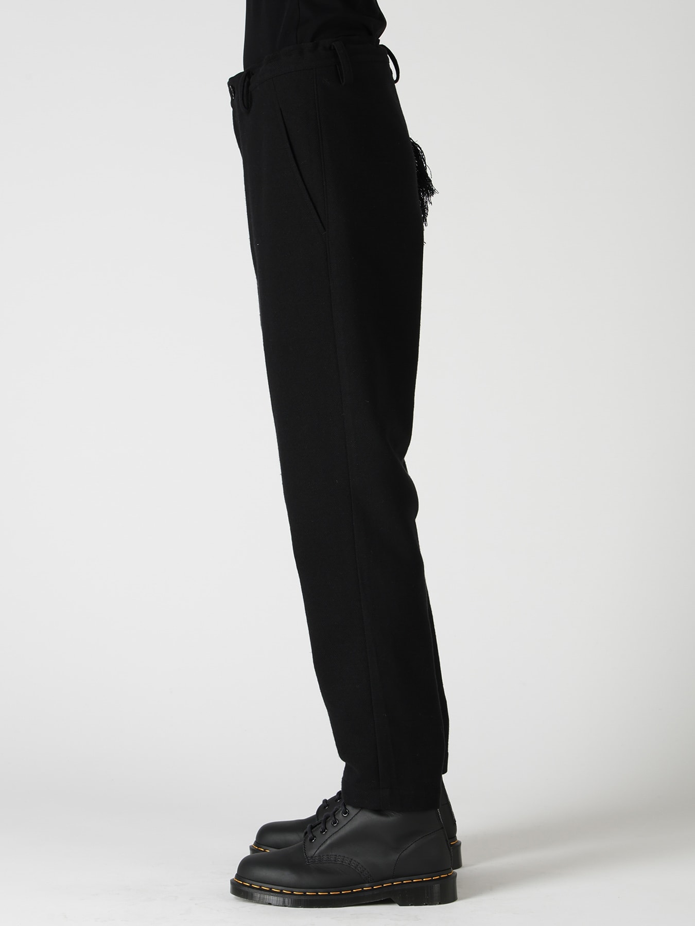 WOOL BLEND KERSEY FRINGE TAPERED PANTS