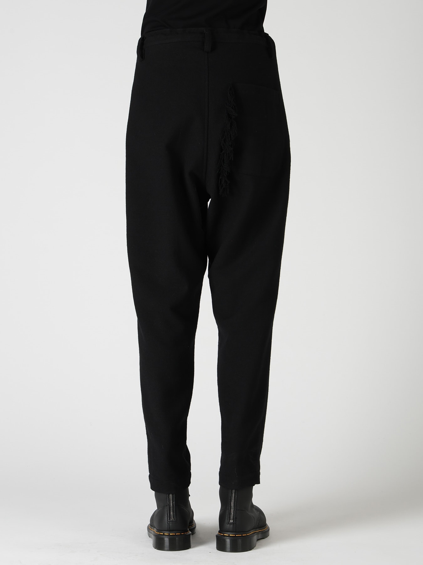 WOOL BLEND KERSEY FRINGE TAPERED PANTS