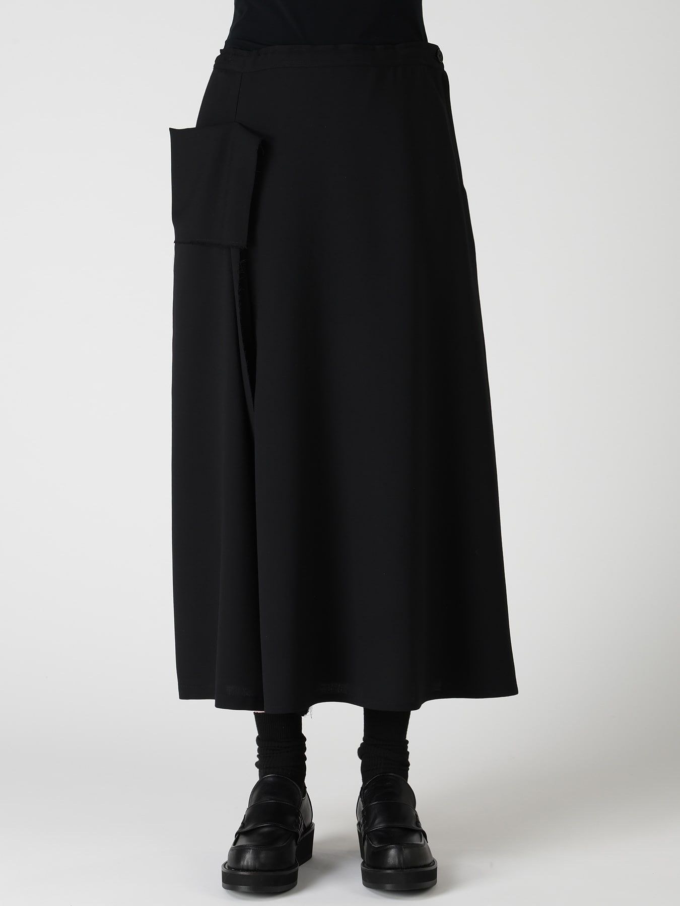WOOL SERGE DRAPE FLARE PANTS