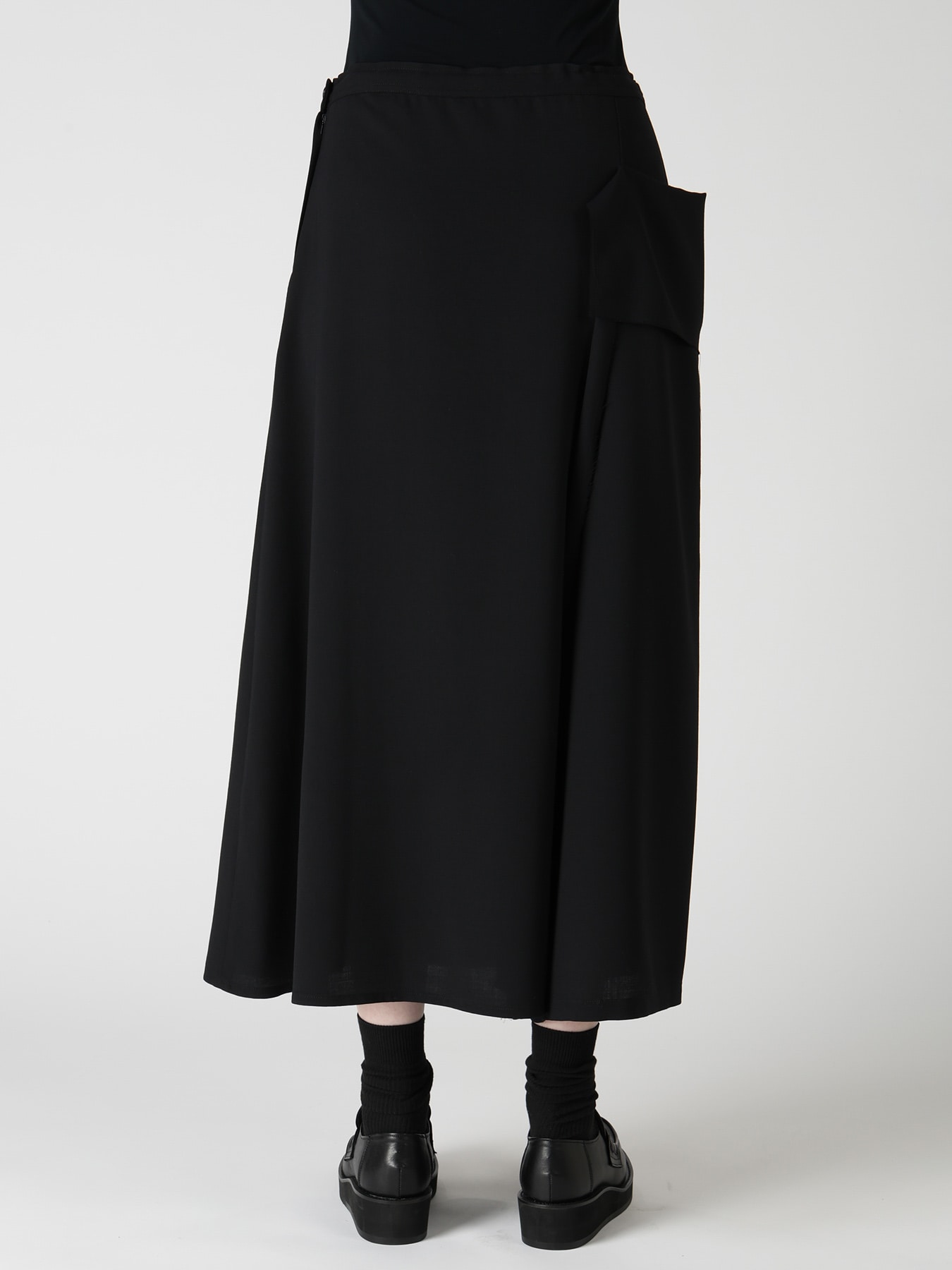 WOOL SERGE DRAPE FLARE PANTS