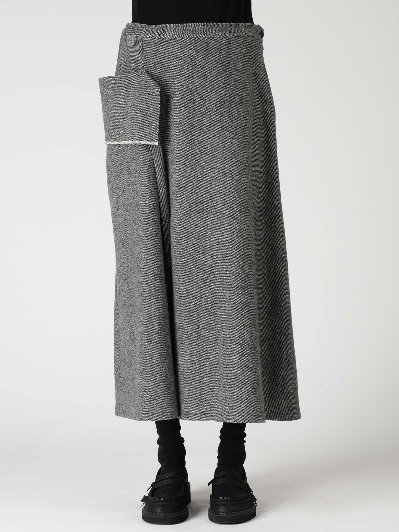TWILL FLANNEL DRAPE FLARE PANTS