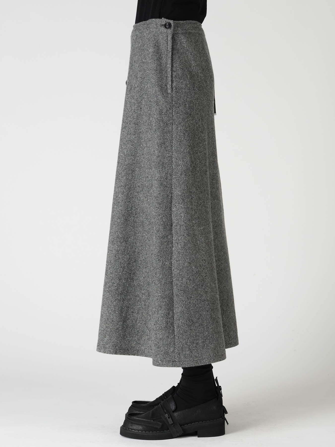TWILL FLANNEL DRAPE FLARE PANTS