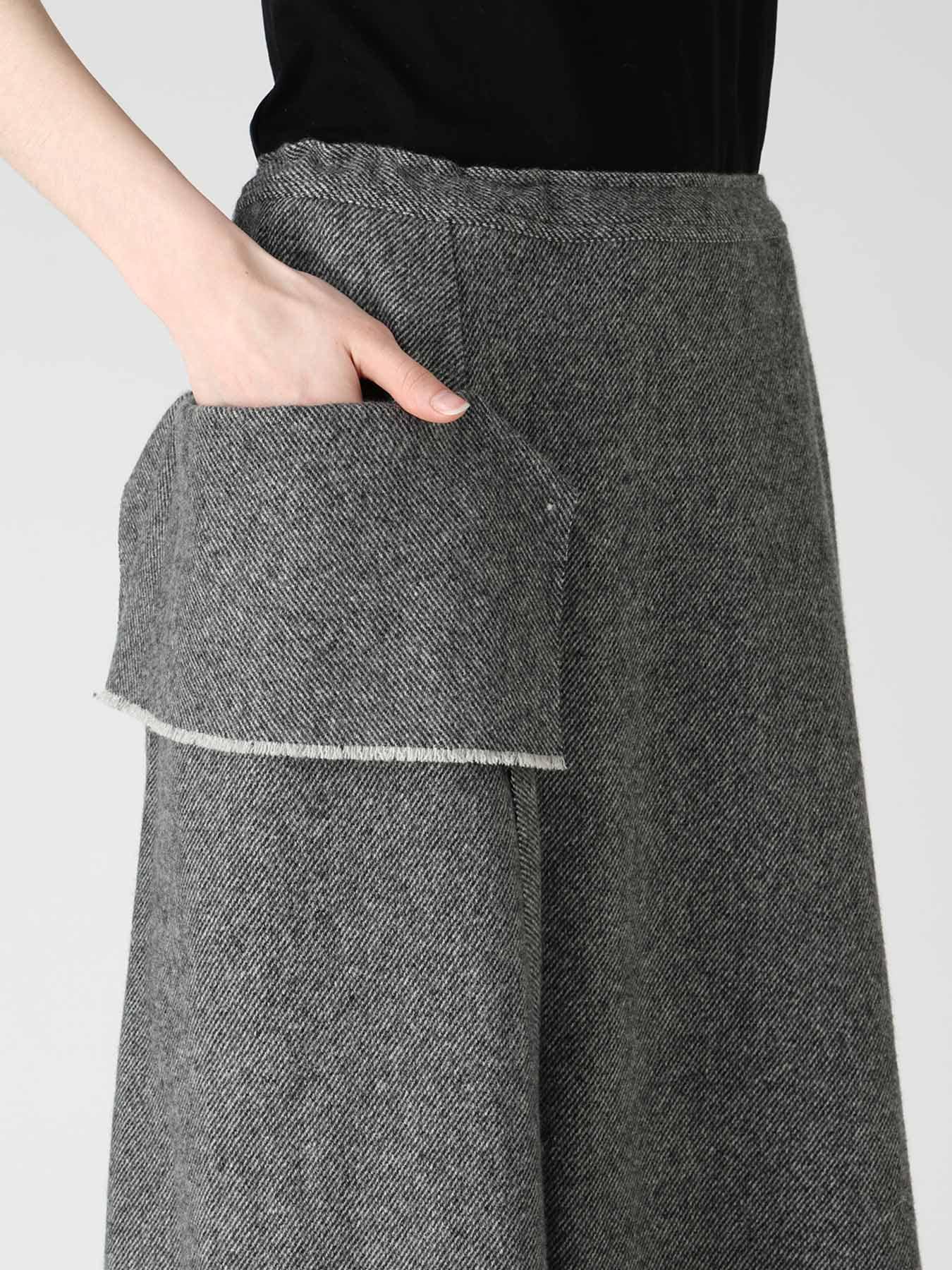 TWILL FLANNEL DRAPE FLARE PANTS
