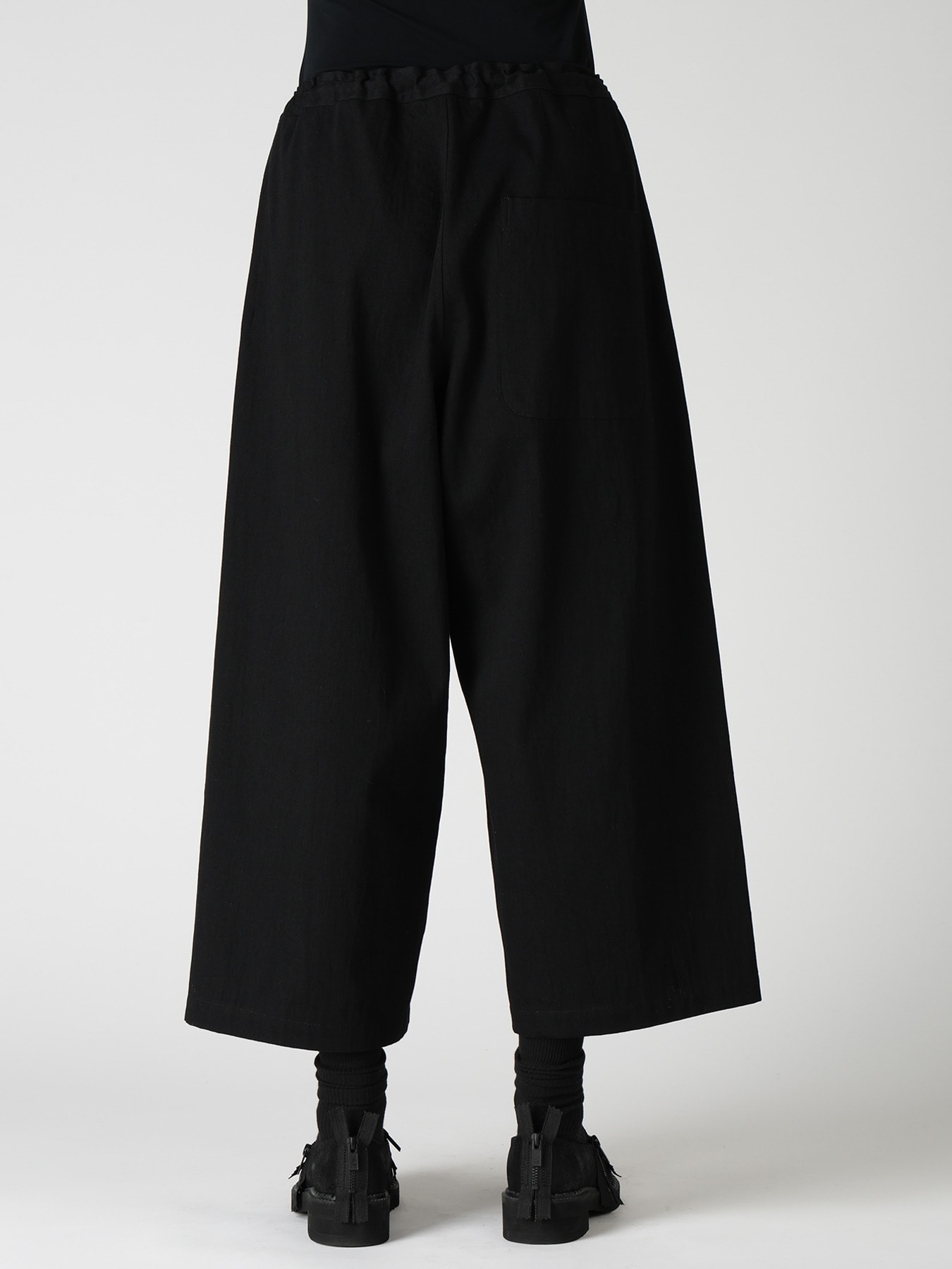 8OZ DENIM WASH FRONT TUCK WIDE PANTS
