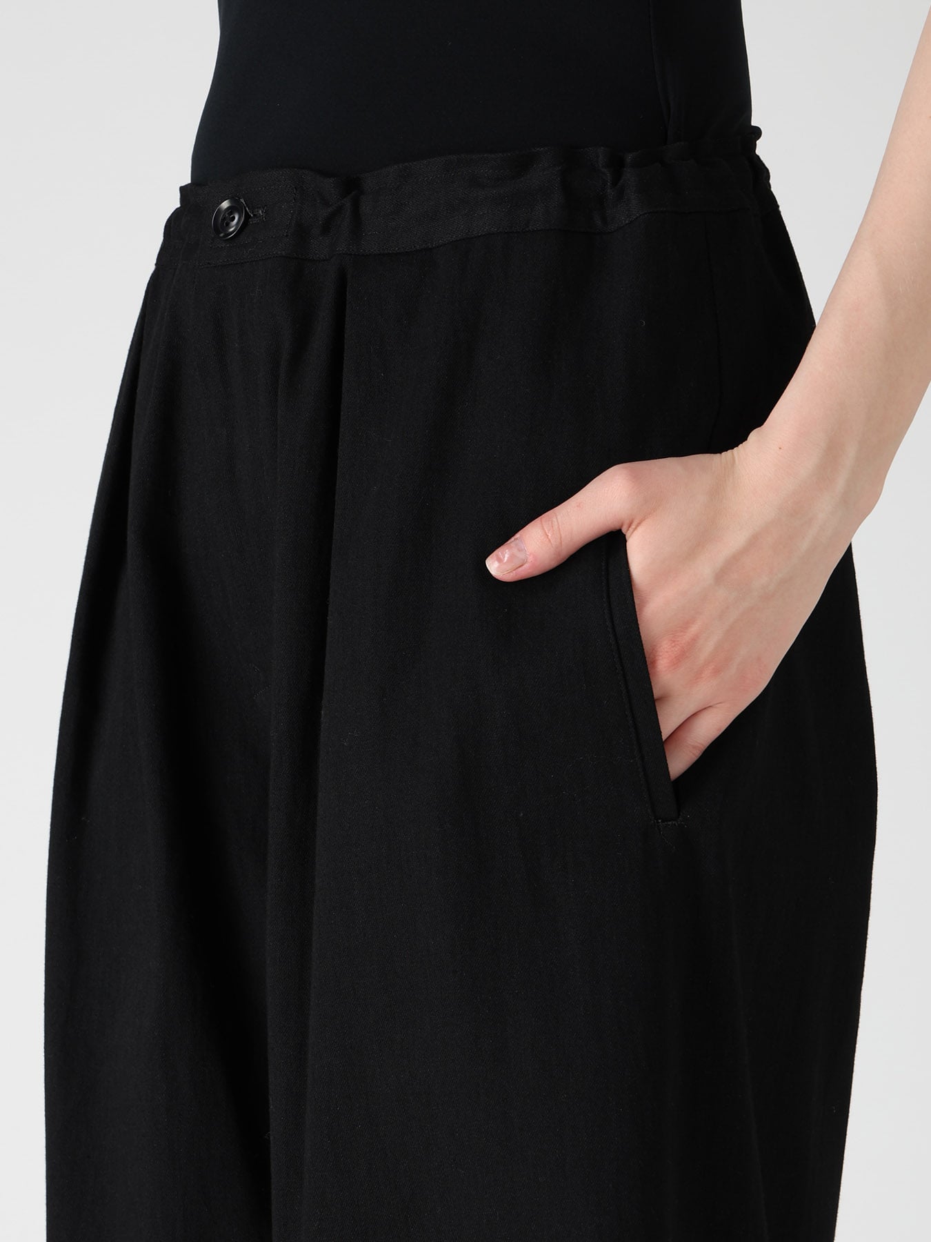 8OZ DENIM WASH FRONT TUCK WIDE PANTS