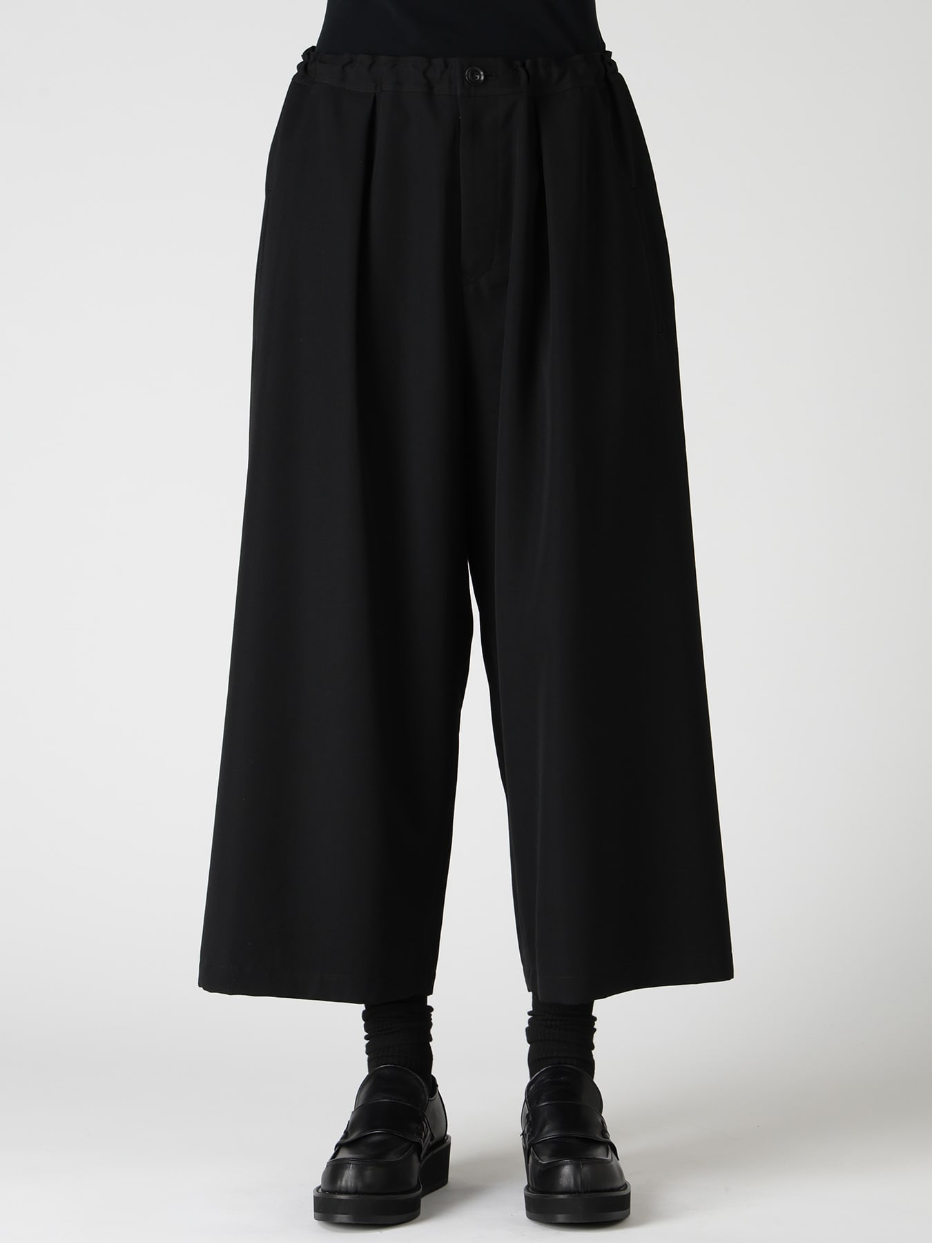WOOL GABARDINE FRONT TUCK WIDE PANTS