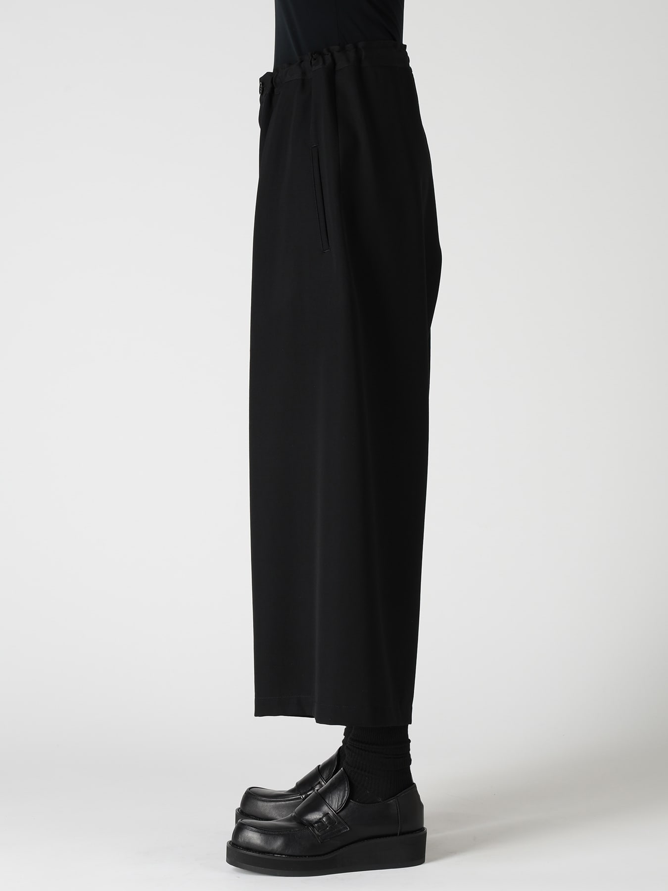 WOOL GABARDINE FRONT TUCK WIDE PANTS