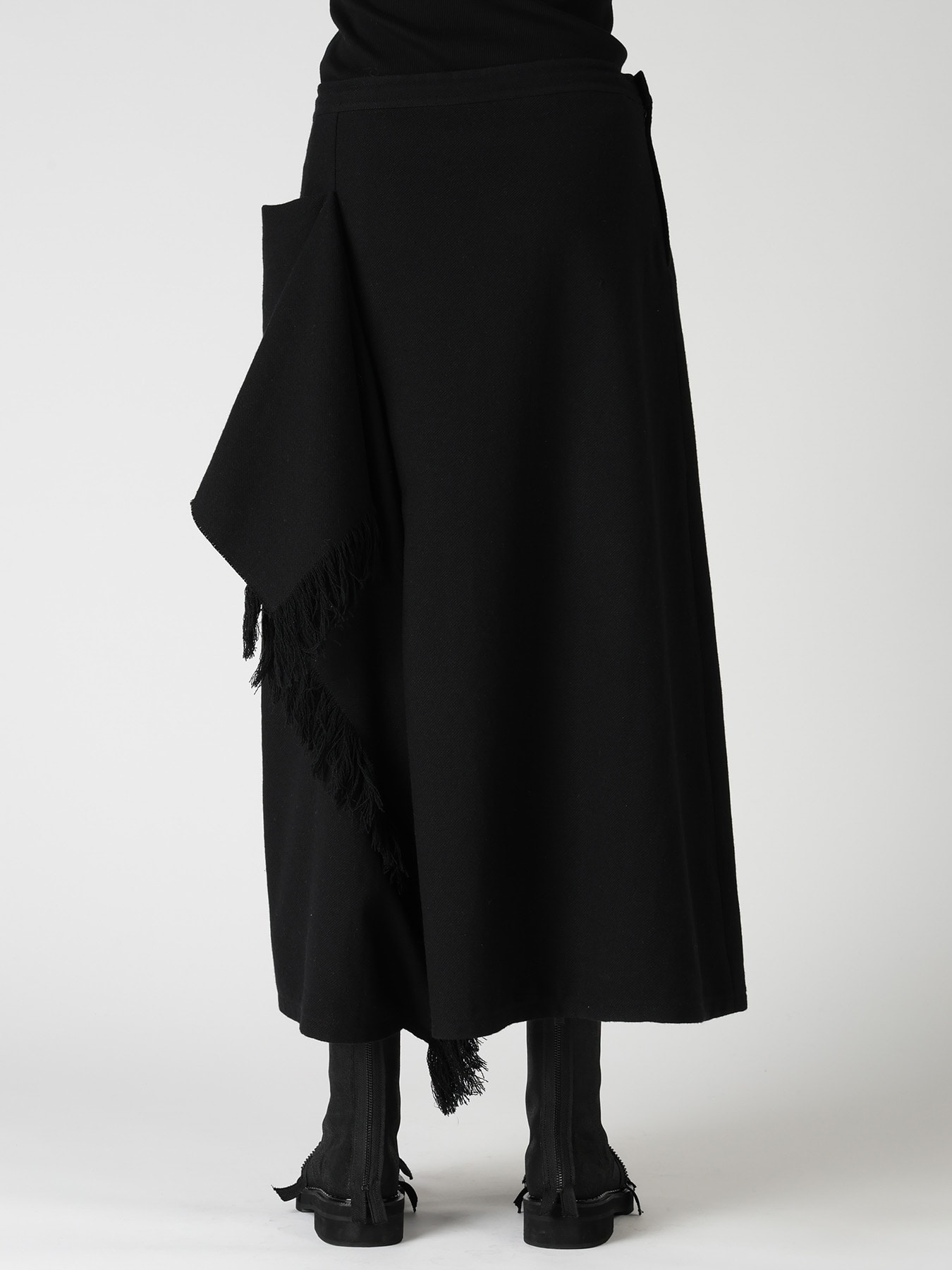 WOOL BLEND KERSEY FRINGE FLARE PANTS