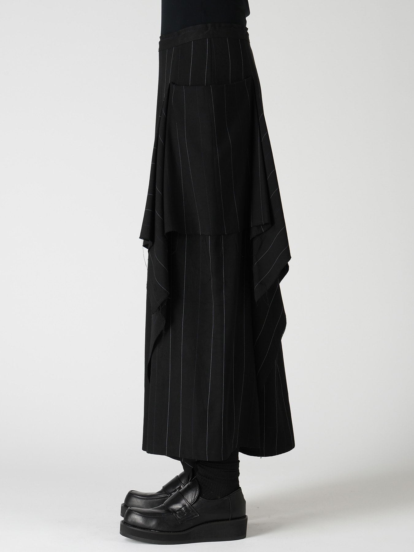PINSTRIPE DRAPE FLARE PANTS