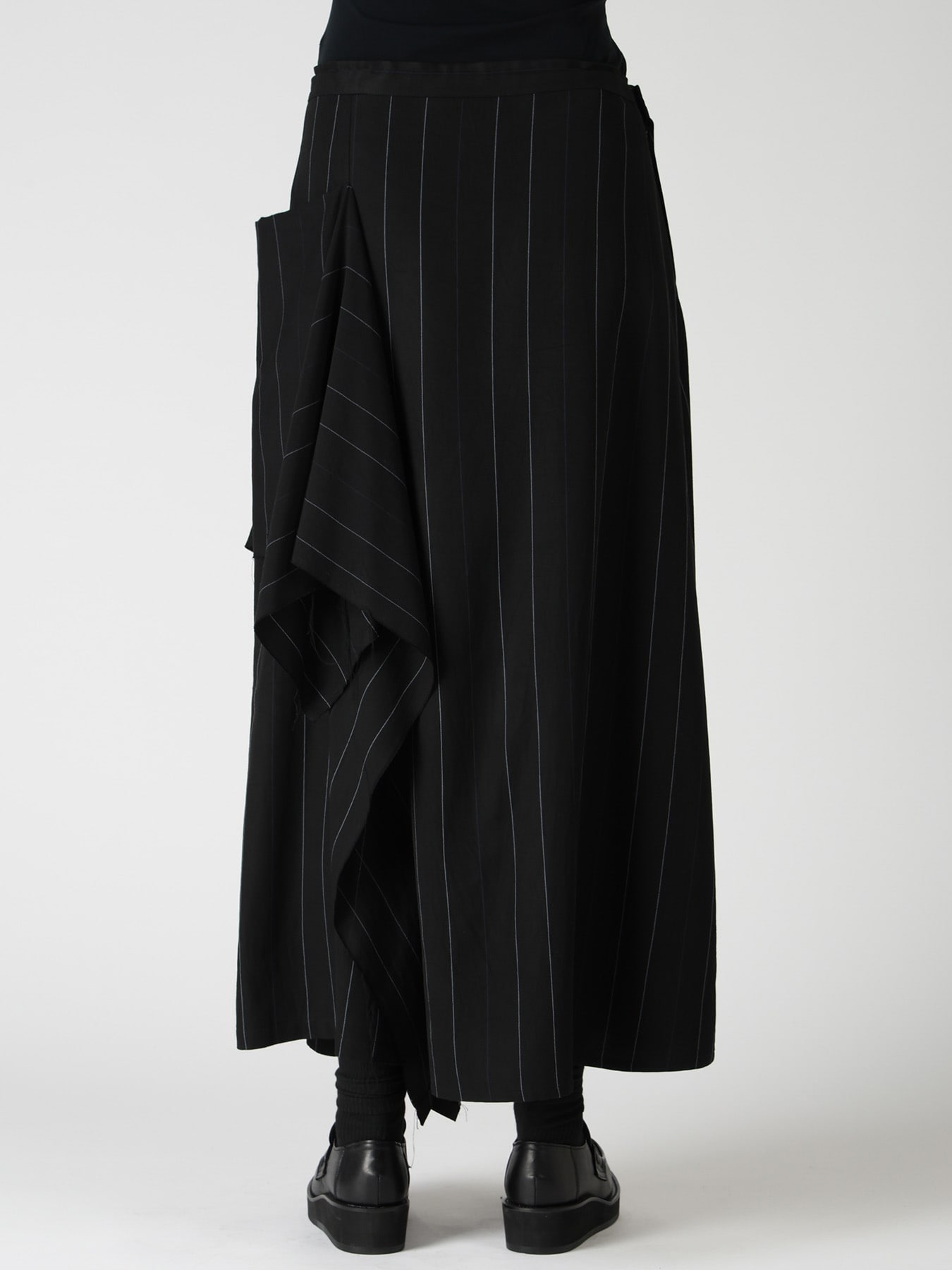 PINSTRIPE DRAPE FLARE PANTS