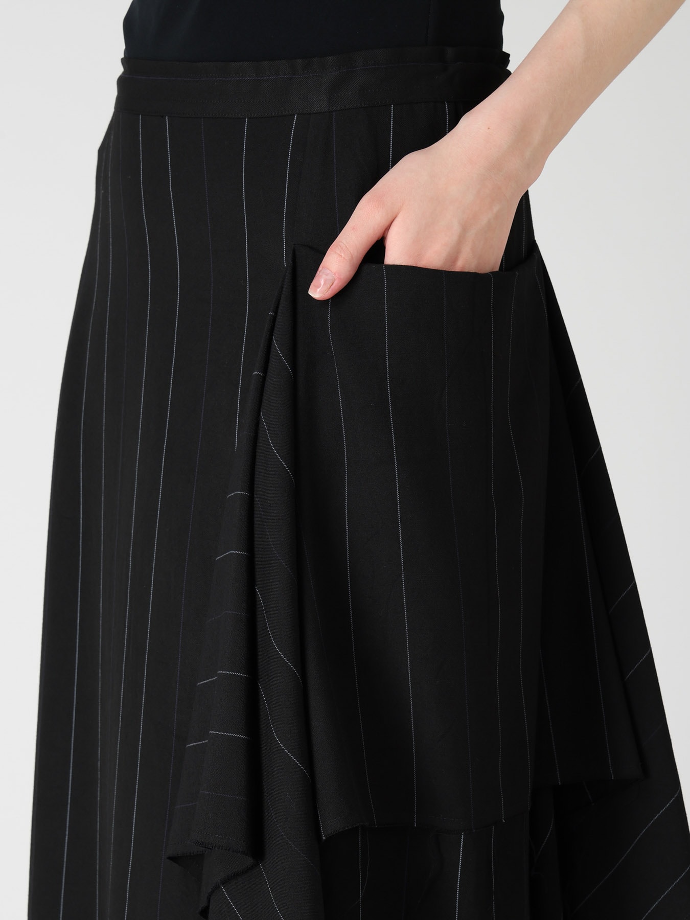 PINSTRIPE DRAPE FLARE PANTS