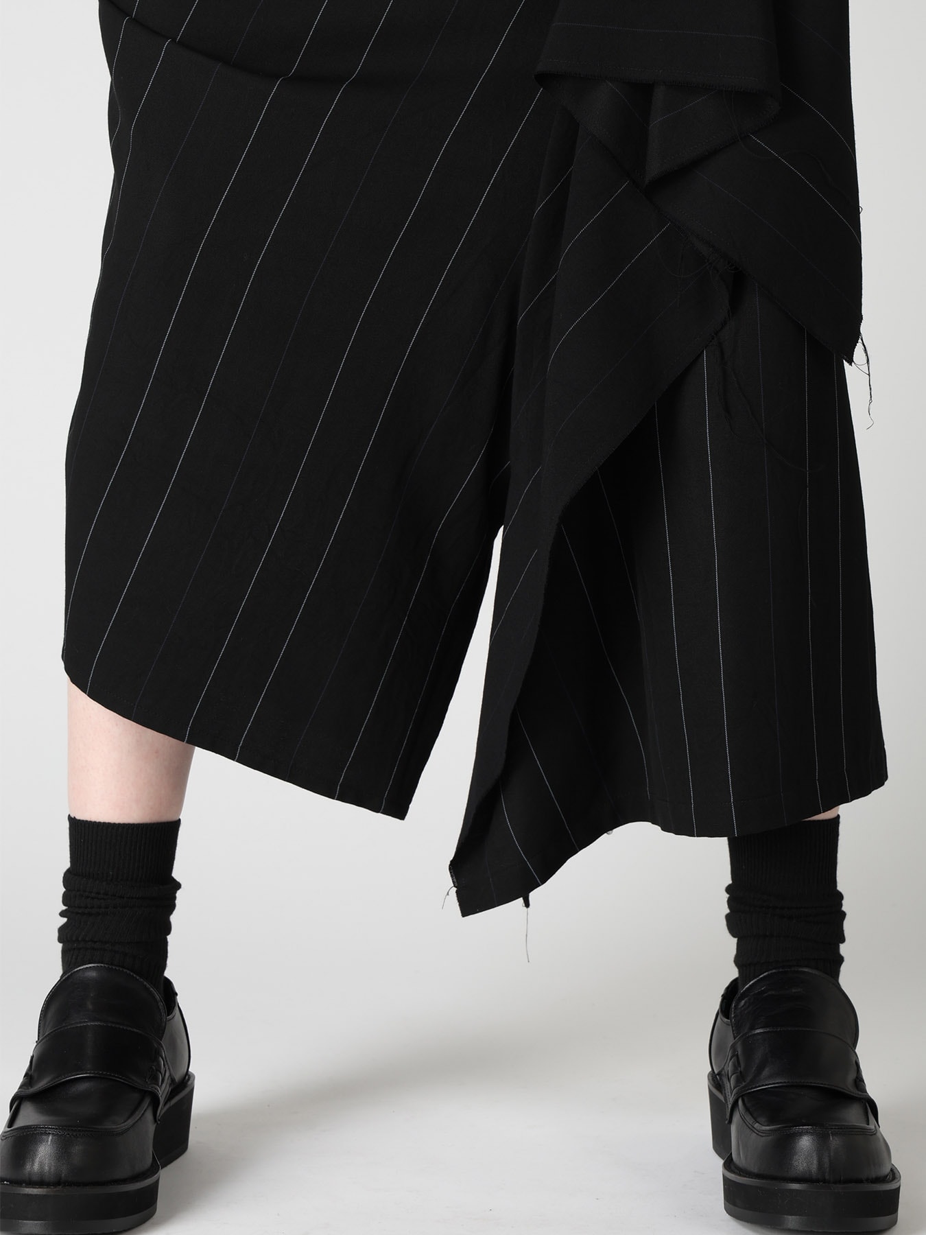PINSTRIPE DRAPE FLARE PANTS
