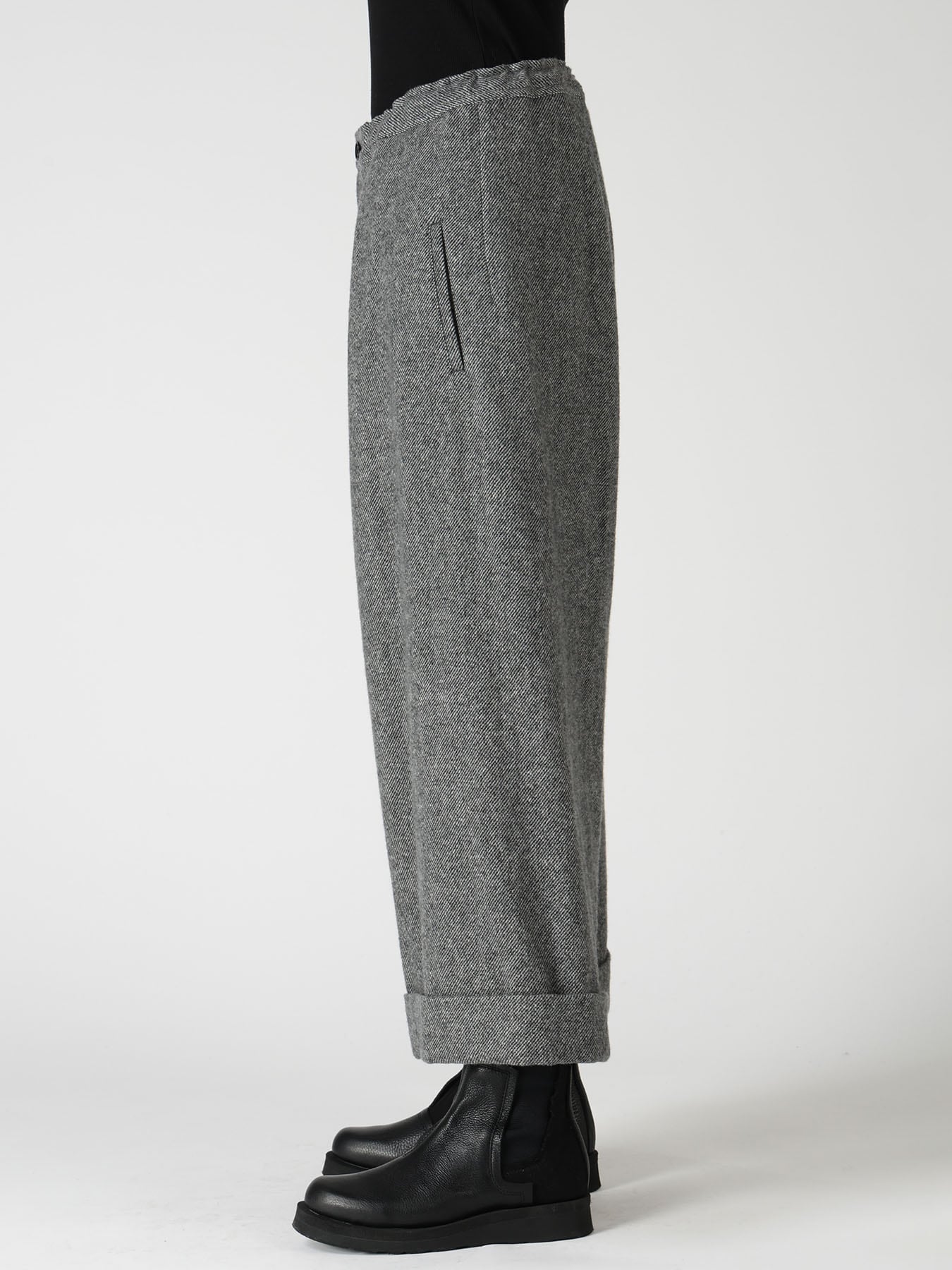 TWILL FLANNEL FRONT CUFFED PANTS