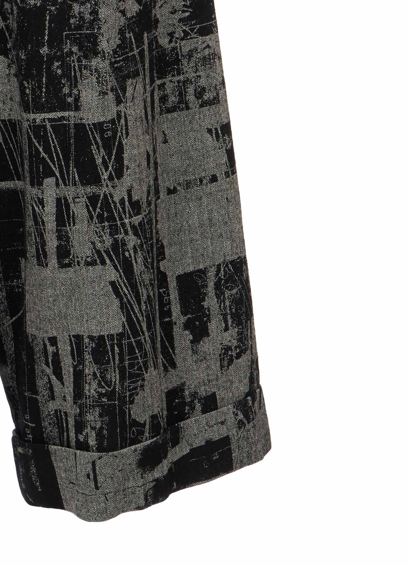WOOL BLEND HERRINGBONE FRONT CUFFED PANTS
