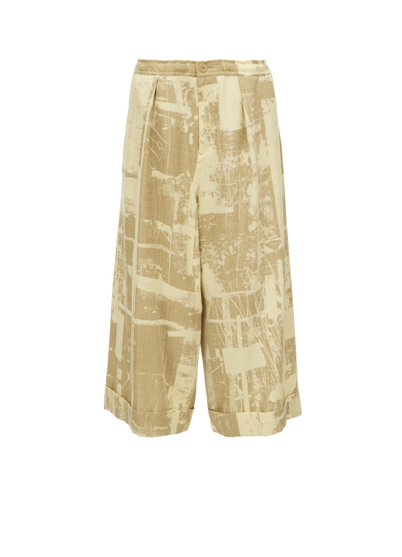 WOOL BLEND HERRINGBONE FRONT CUFFED PANTS