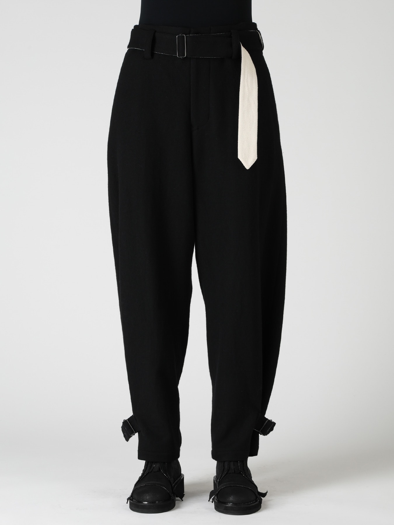 TWILL FLANNEL BELTED PANTS