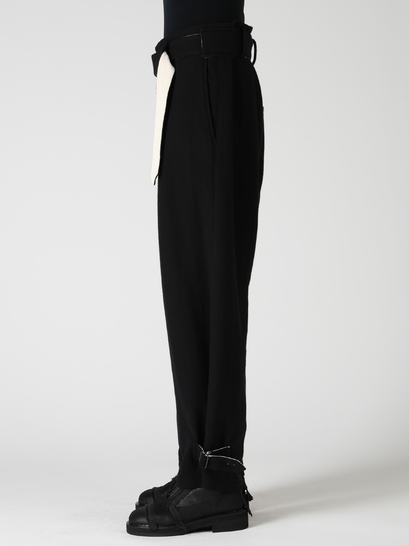 TWILL FLANNEL BELTED PANTS