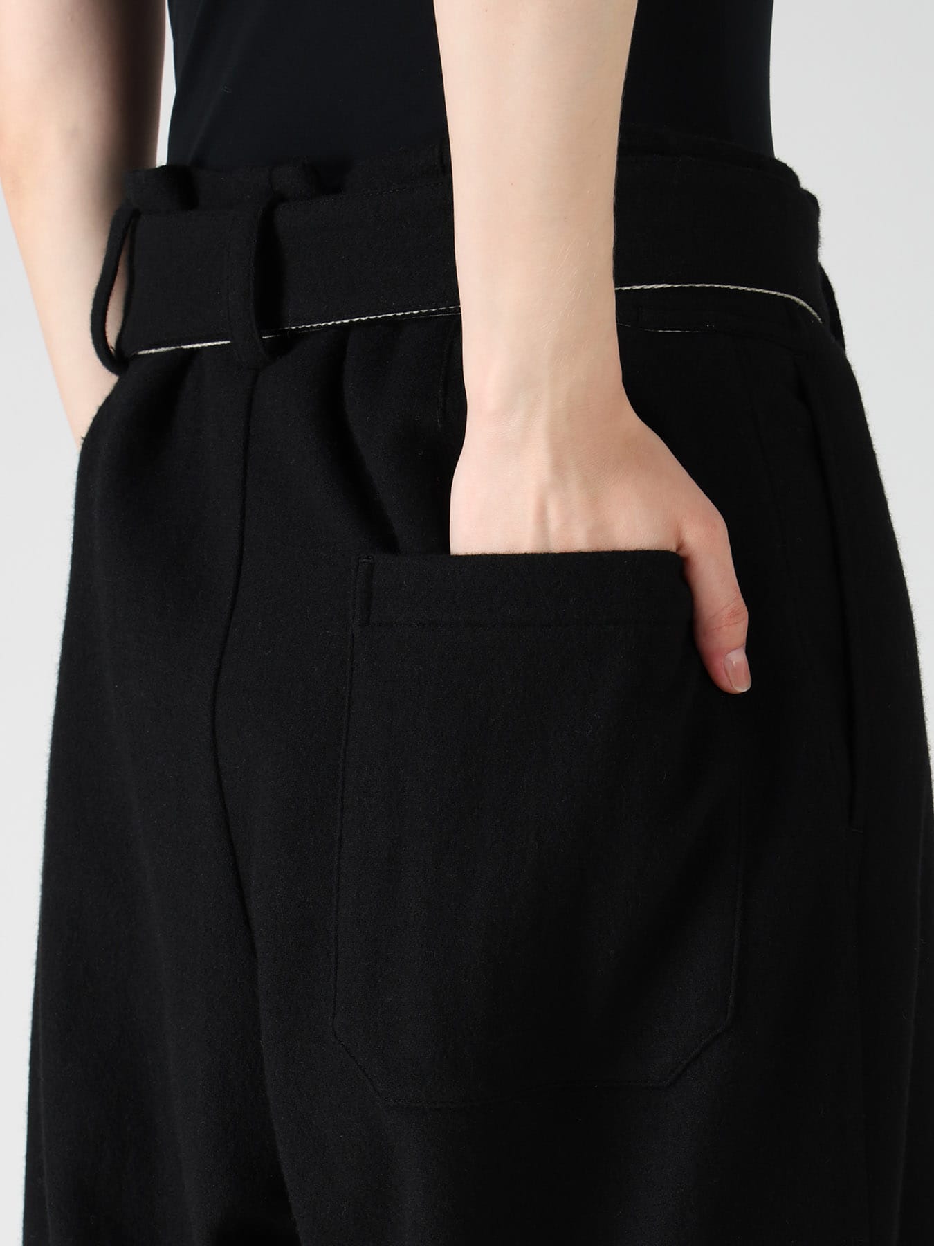 TWILL FLANNEL BELTED PANTS