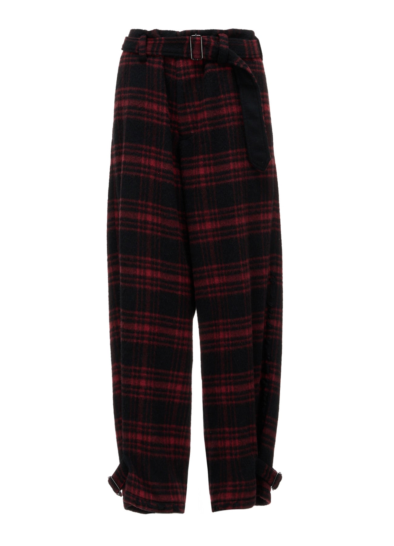 SHAGGY PLAID BELTED PANTS