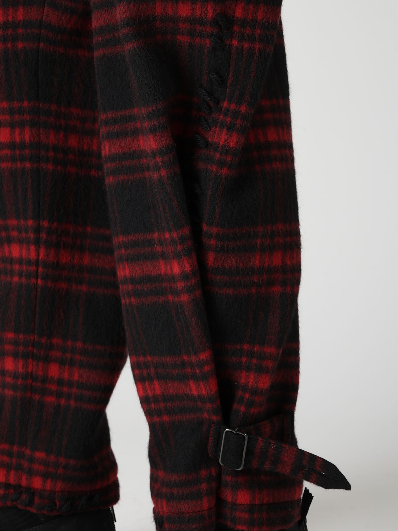 SHAGGY PLAID BELTED PANTS