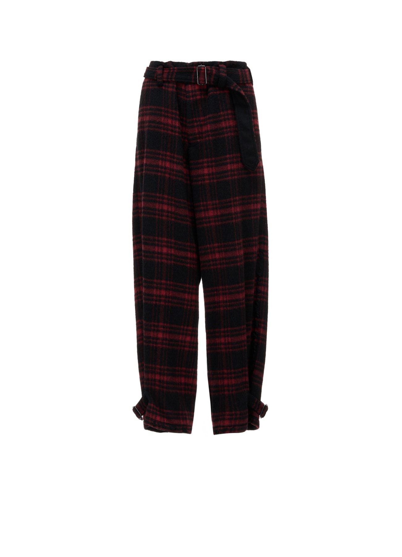 SHAGGY PLAID BELTED PANTS