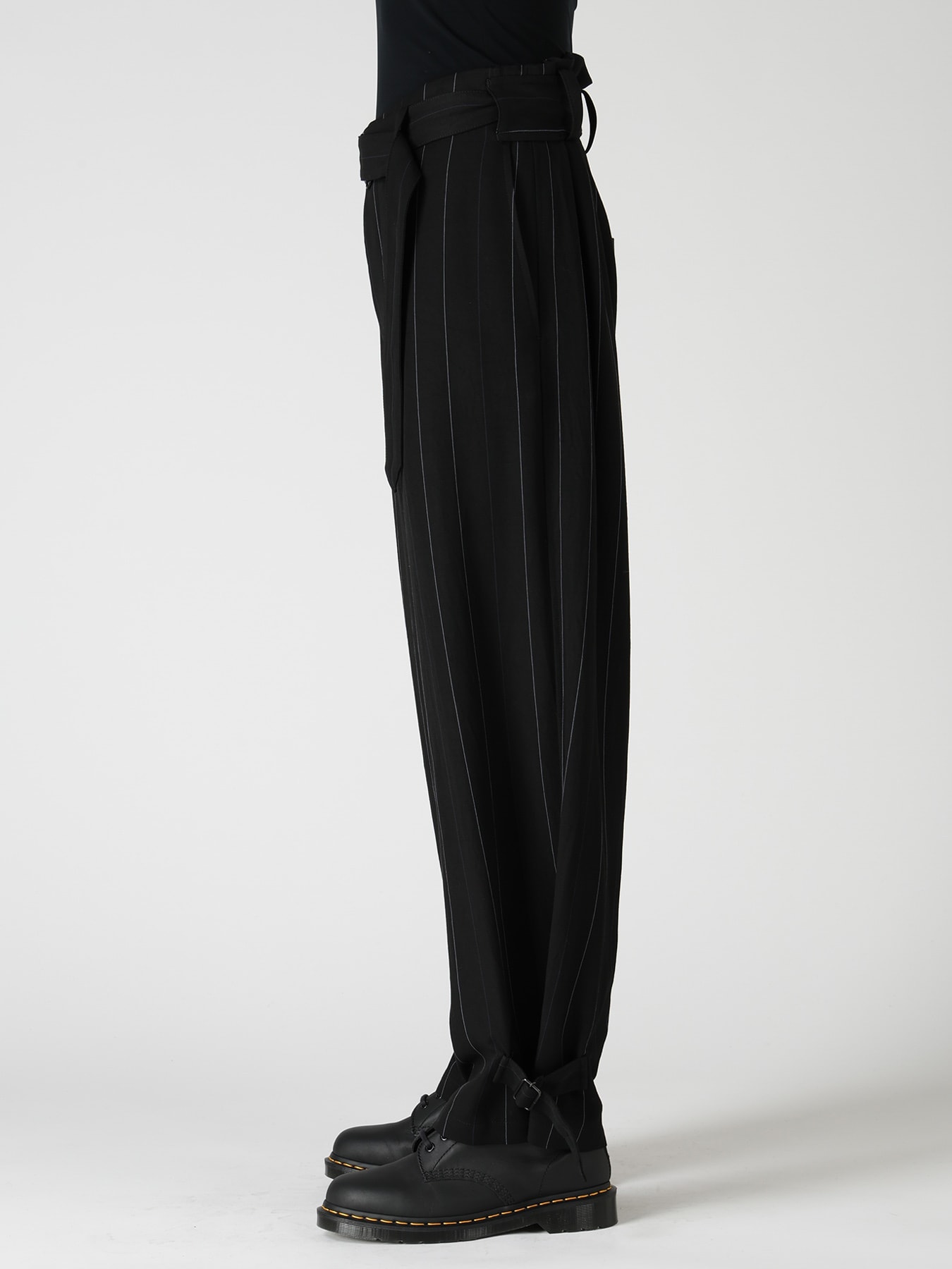 PINSTRIPE BELTED PANTS