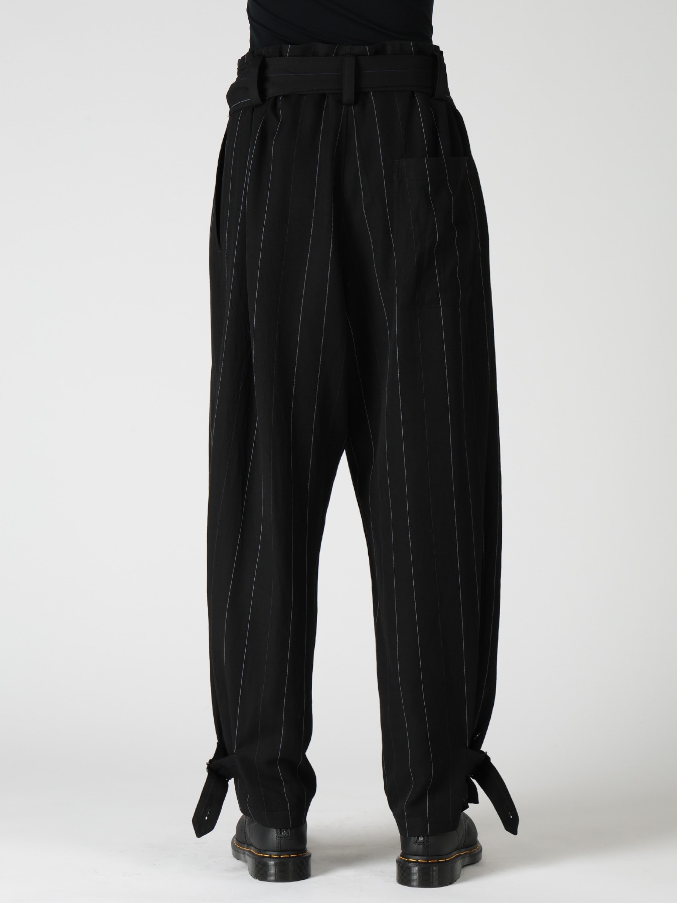 PINSTRIPE BELTED PANTS