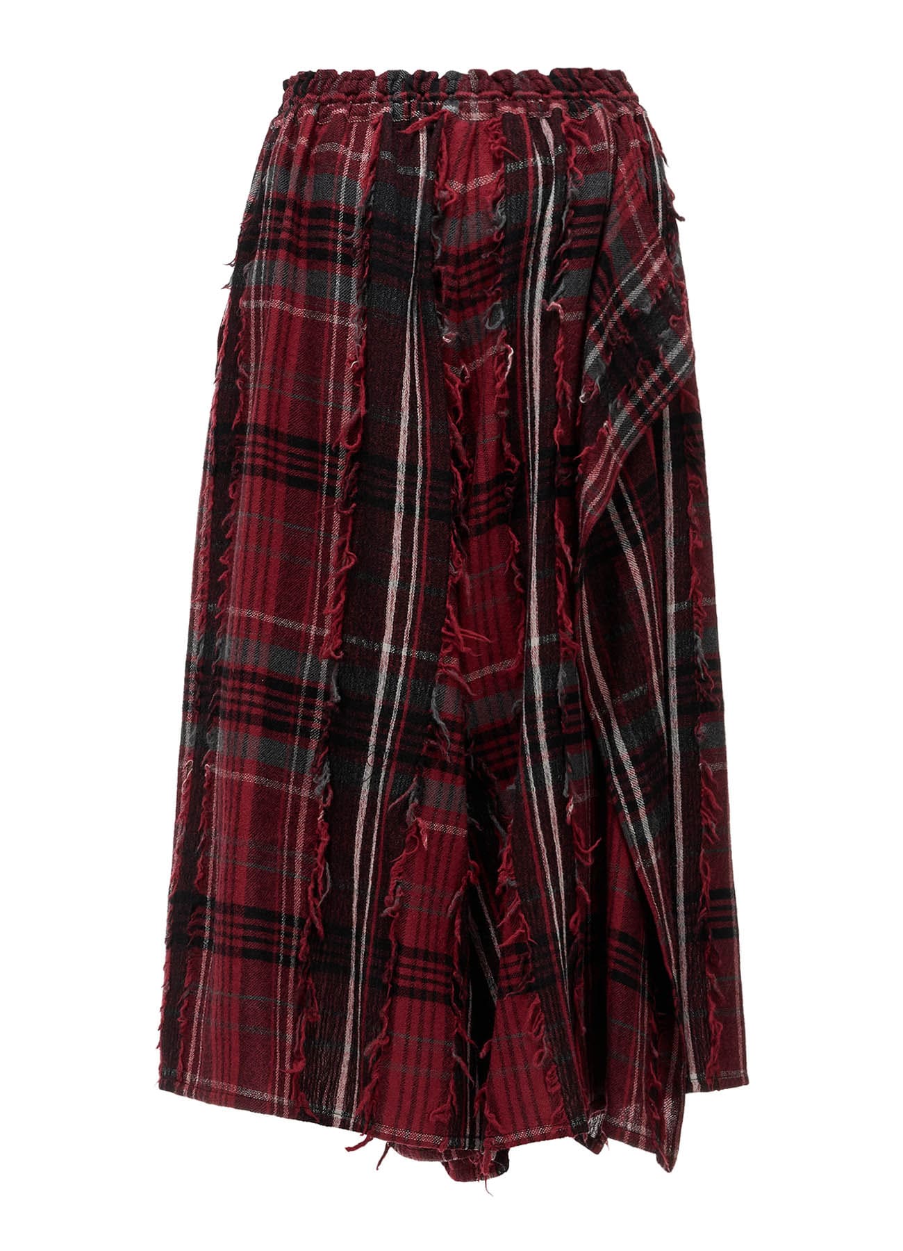 WOOL PLAID CUT JACQUARD DRAPE FLARE PANTS