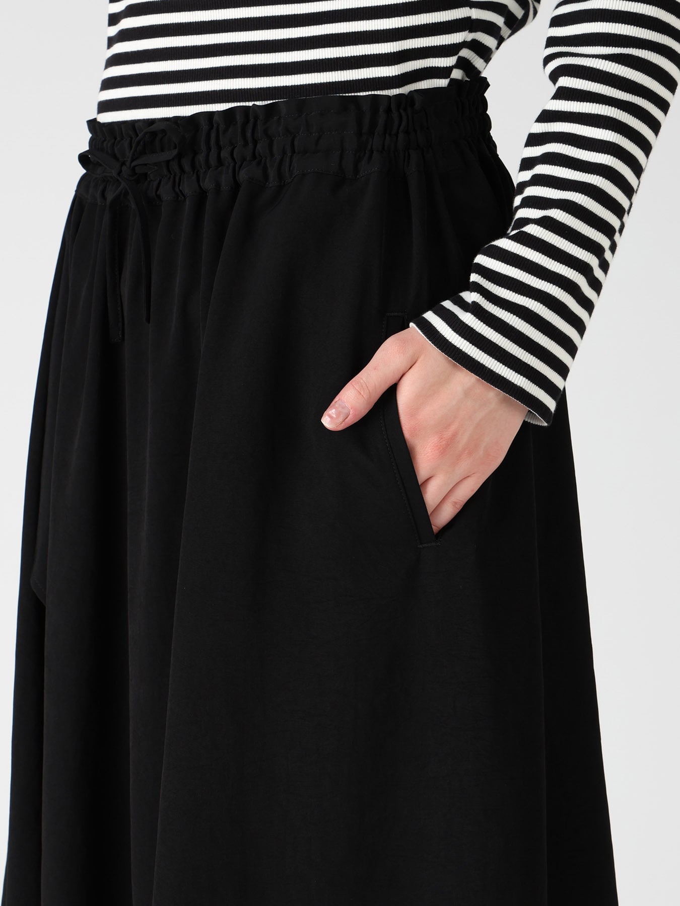 TA/PE CREPE DE CHINE DRAPE FLARE PANTS