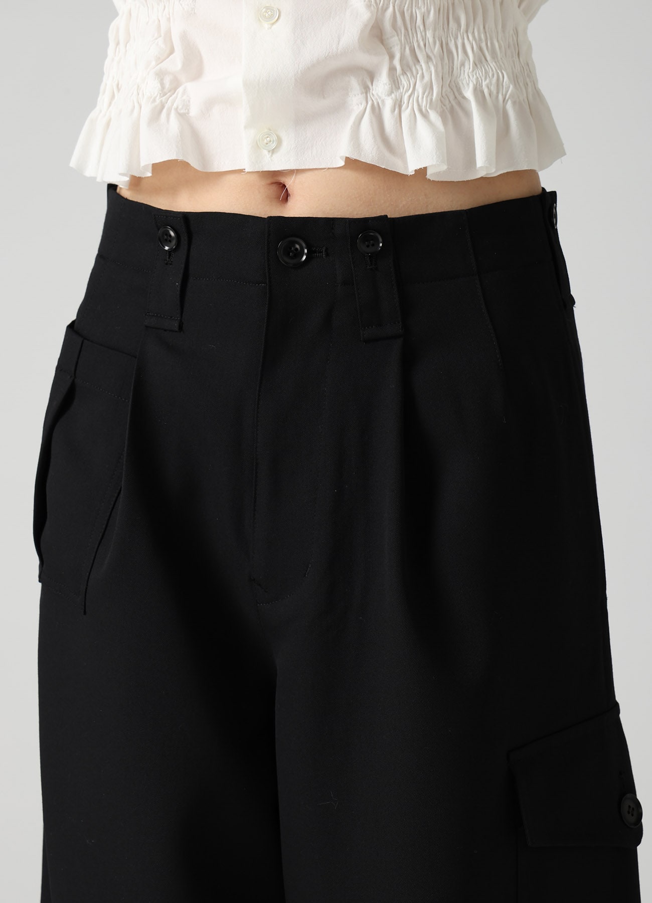 WOOL GABARDINE CARGO PANTS