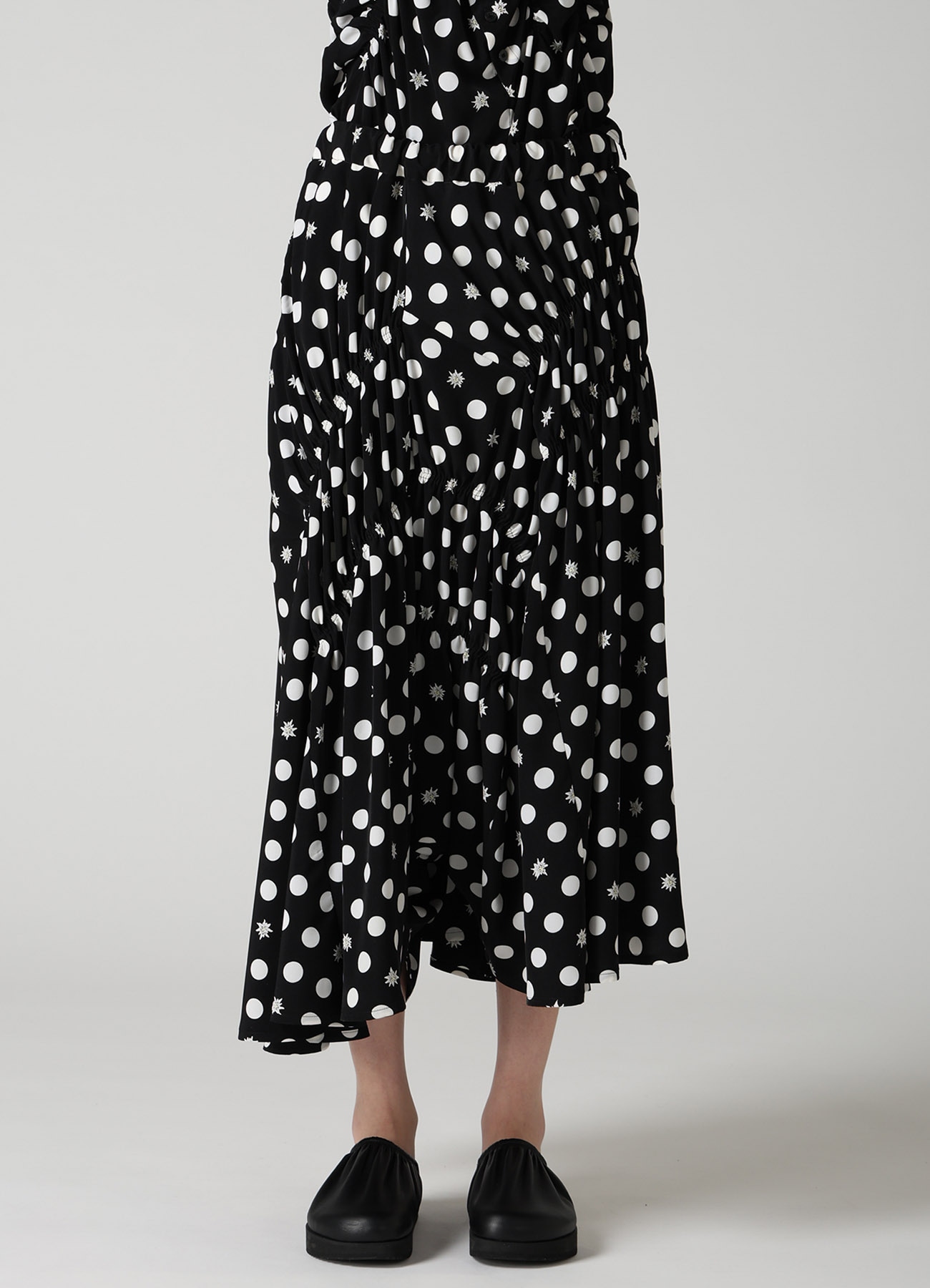 DOT FLOWER PRINT GATHERED PANTS