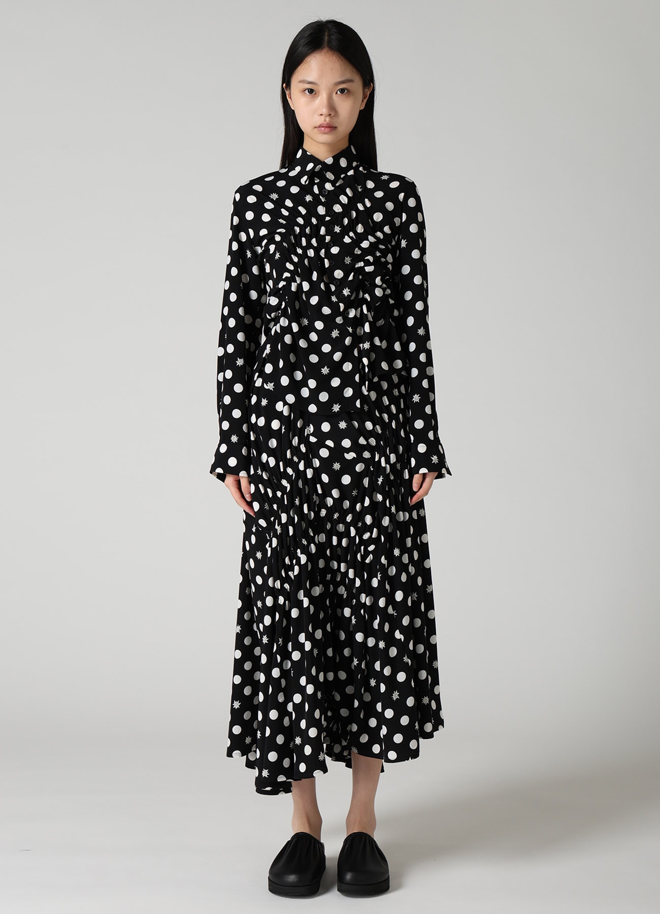 DOT FLOWER PRINT GATHERED PANTS