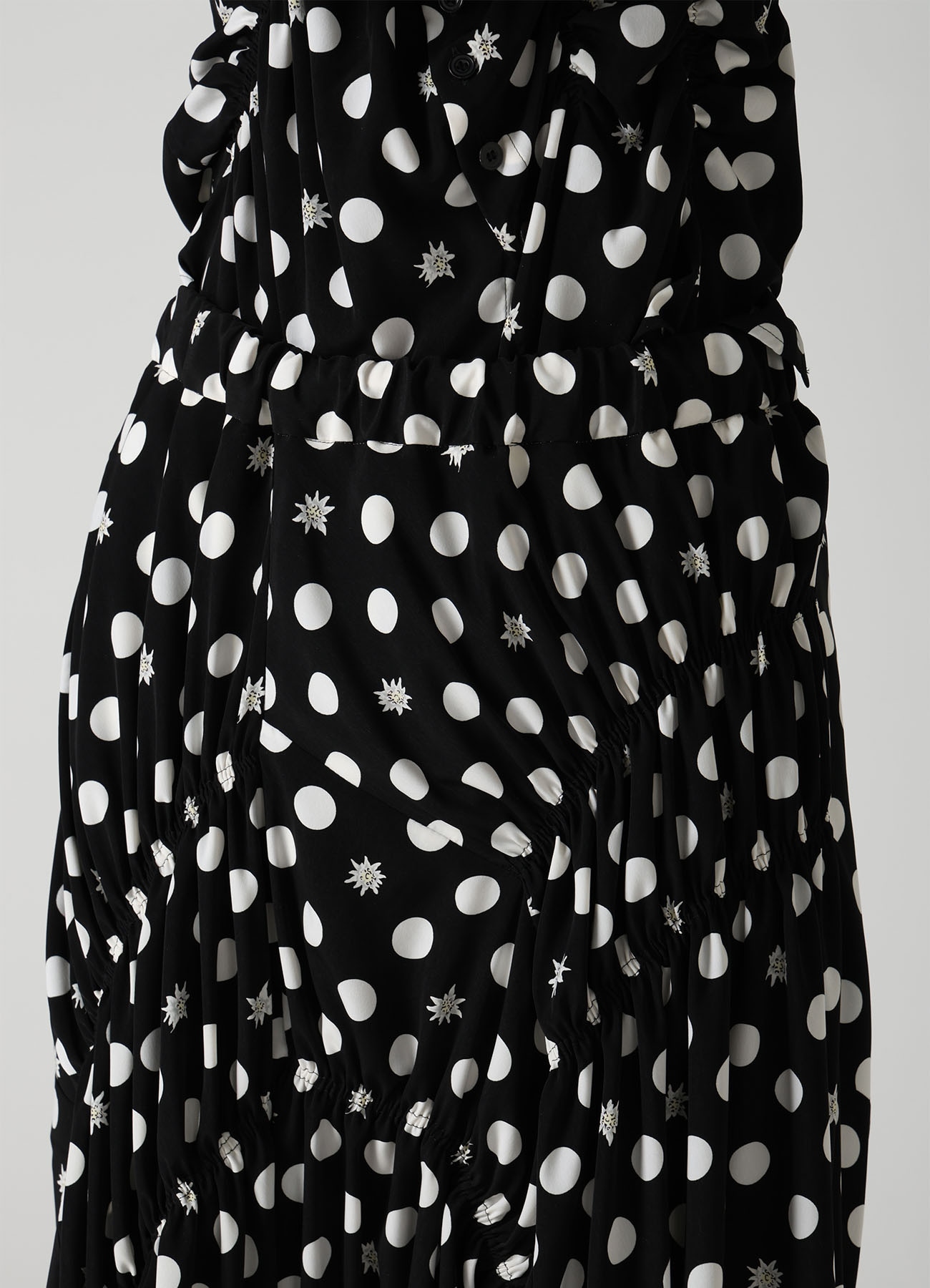 DOT FLOWER PRINT GATHERED PANTS