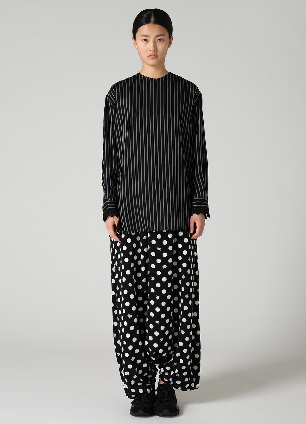 DOT FLOWER PRINT BALLOON PANTS