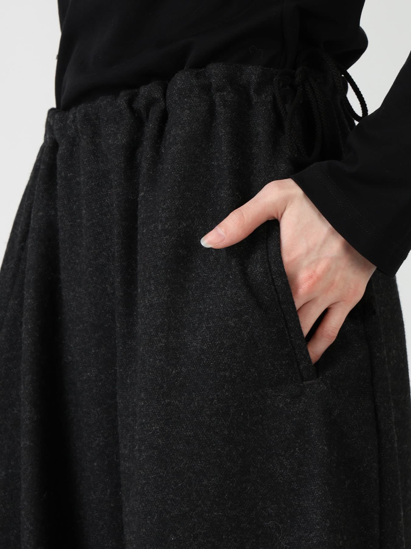 Y'S STITCH WOOL BLEND SAROUEL PANTS
