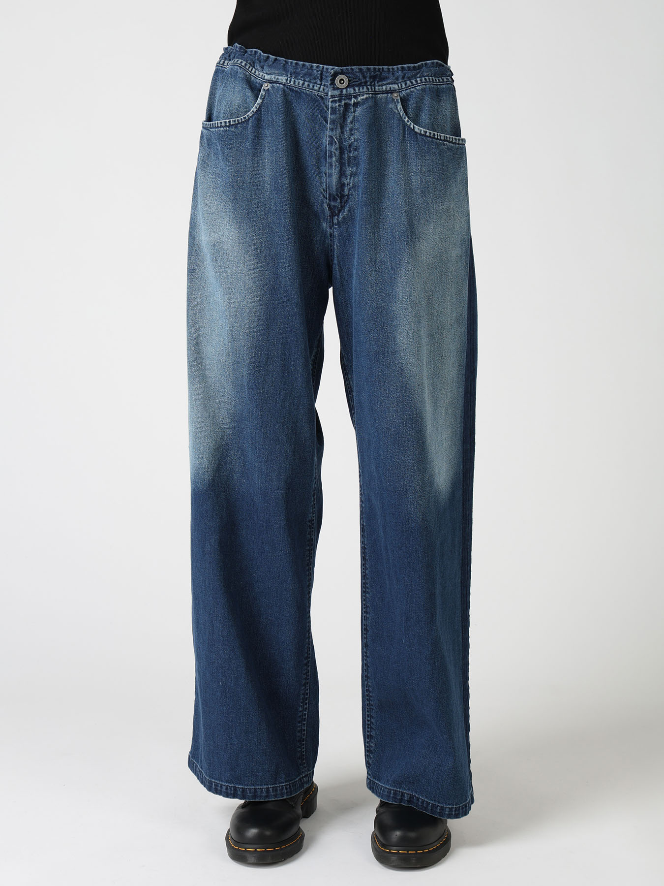 SPOTTED DENIM STRAIGHT PANTS