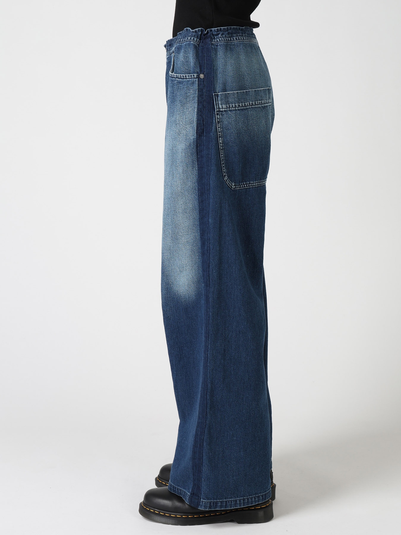 SPOTTED DENIM STRAIGHT PANTS