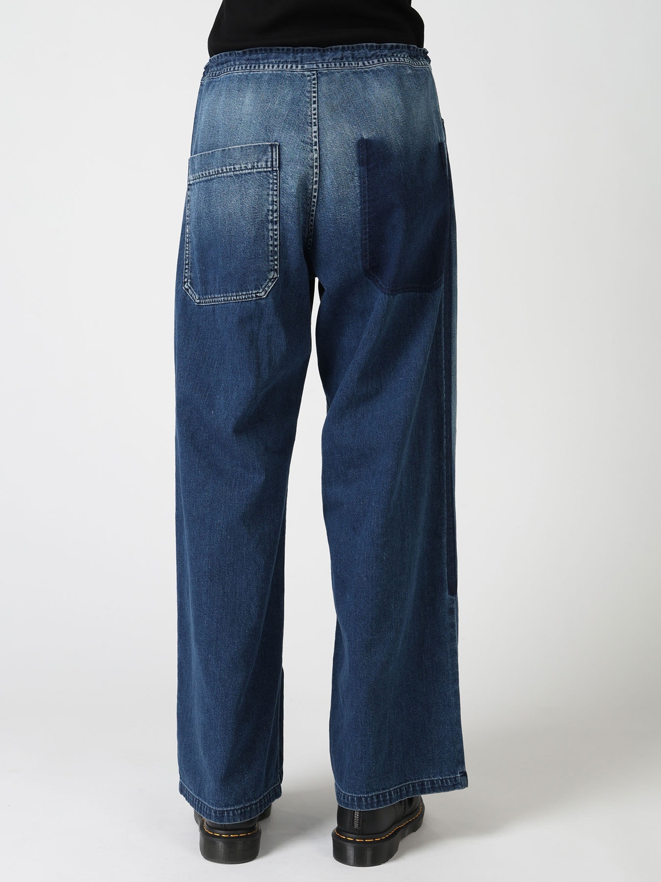 SPOTTED DENIM STRAIGHT PANTS