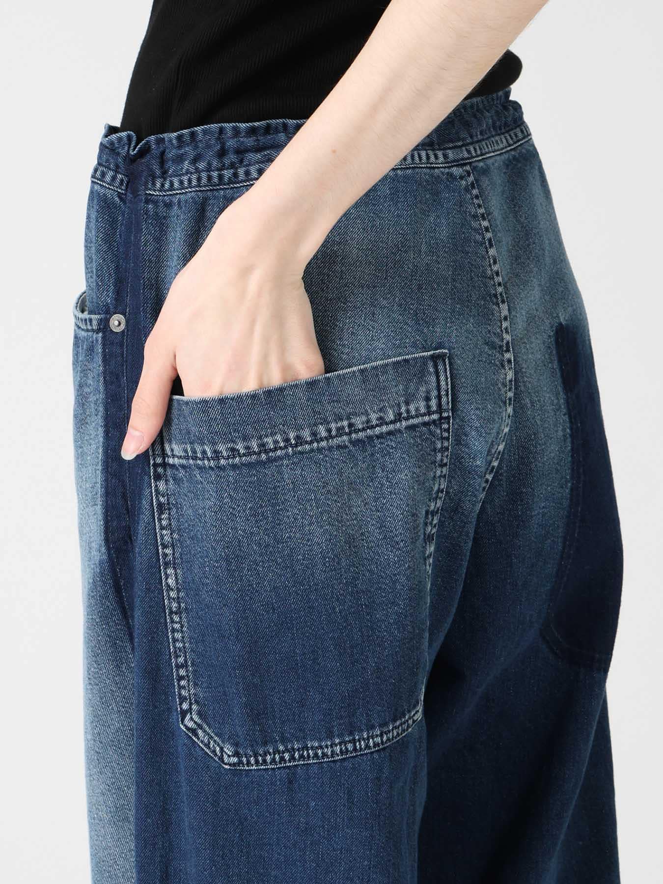 SPOTTED DENIM STRAIGHT PANTS