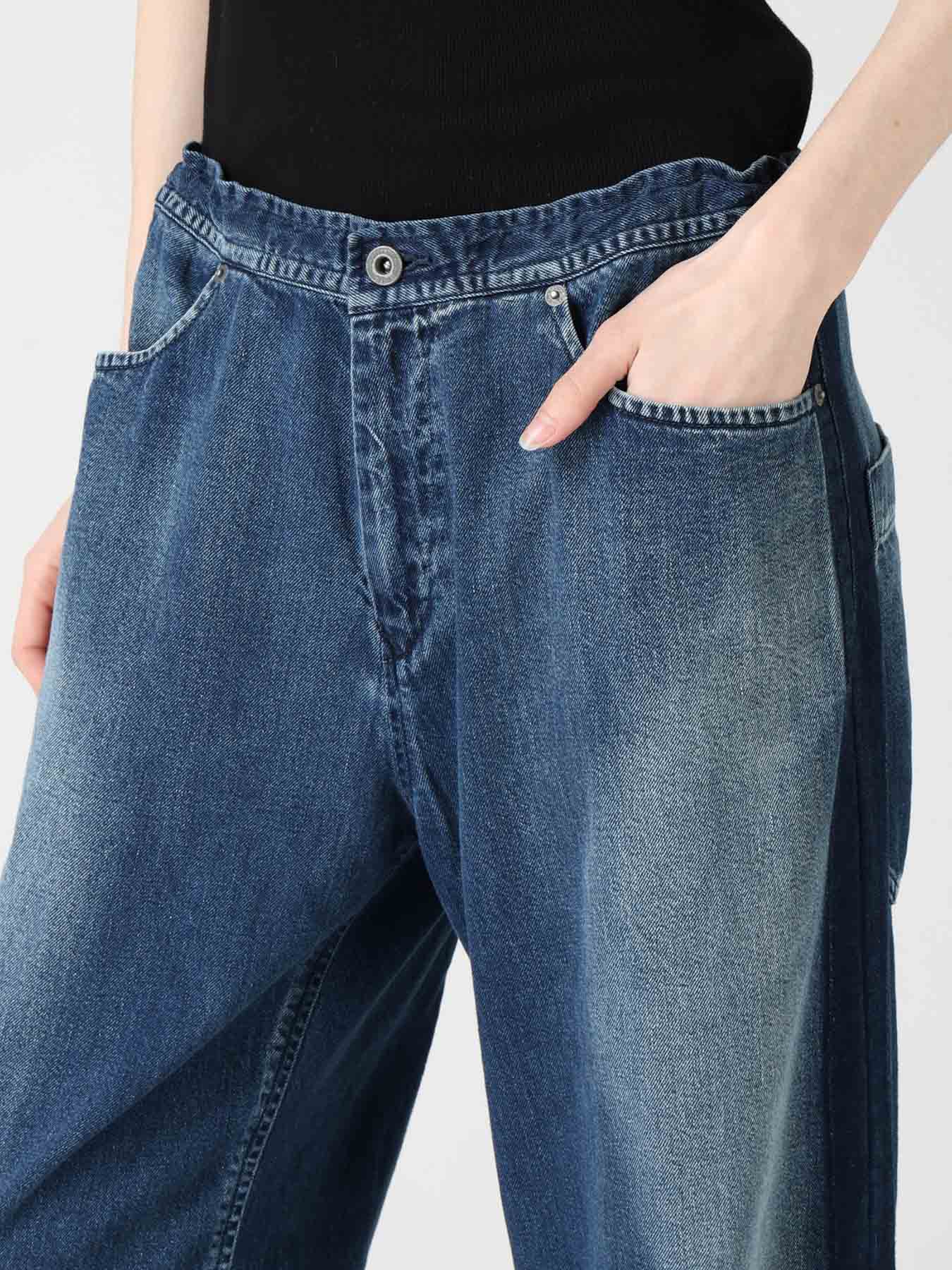 SPOTTED DENIM STRAIGHT PANTS