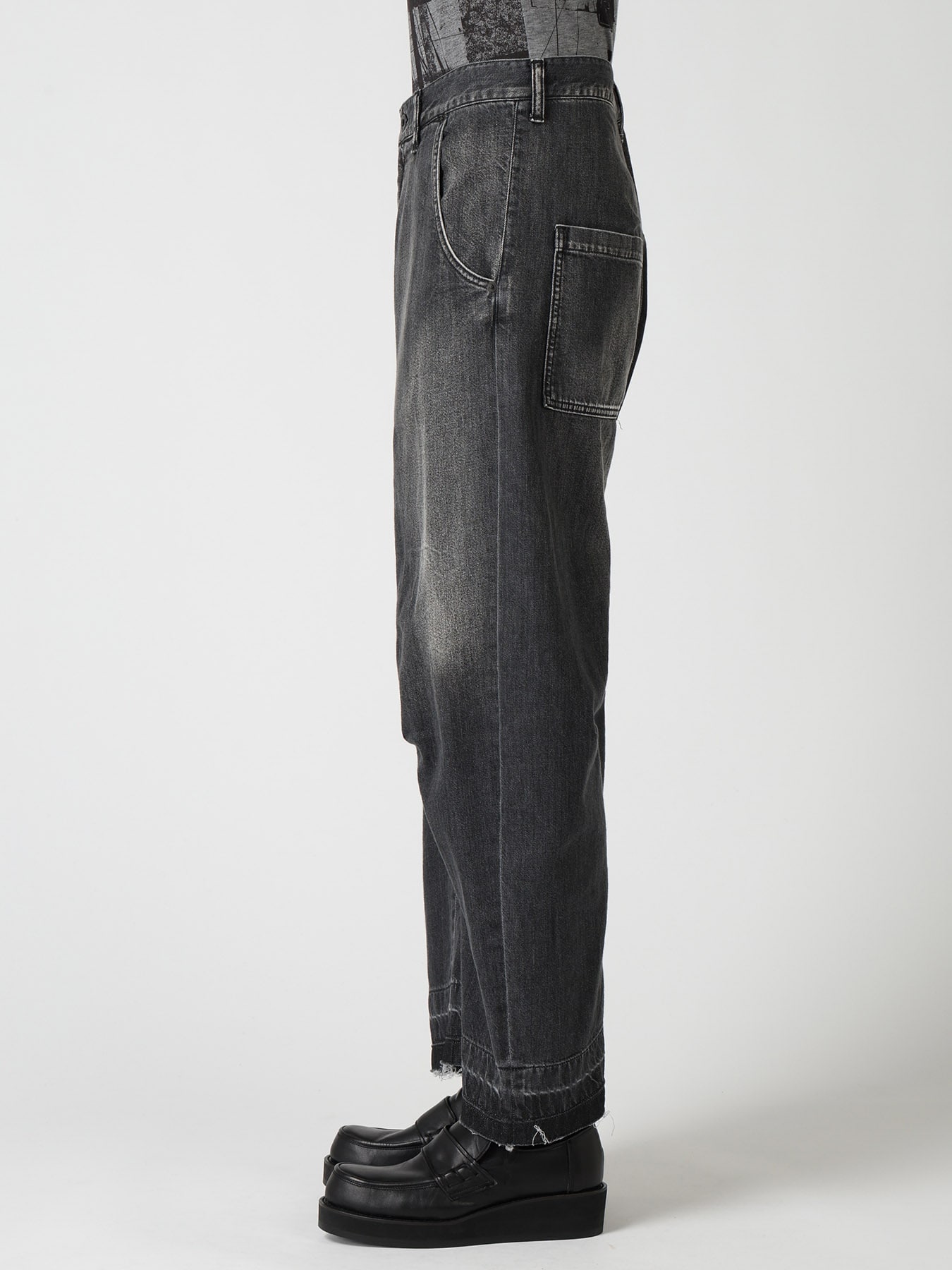 SPOTTED DENIM WIDE PANTS