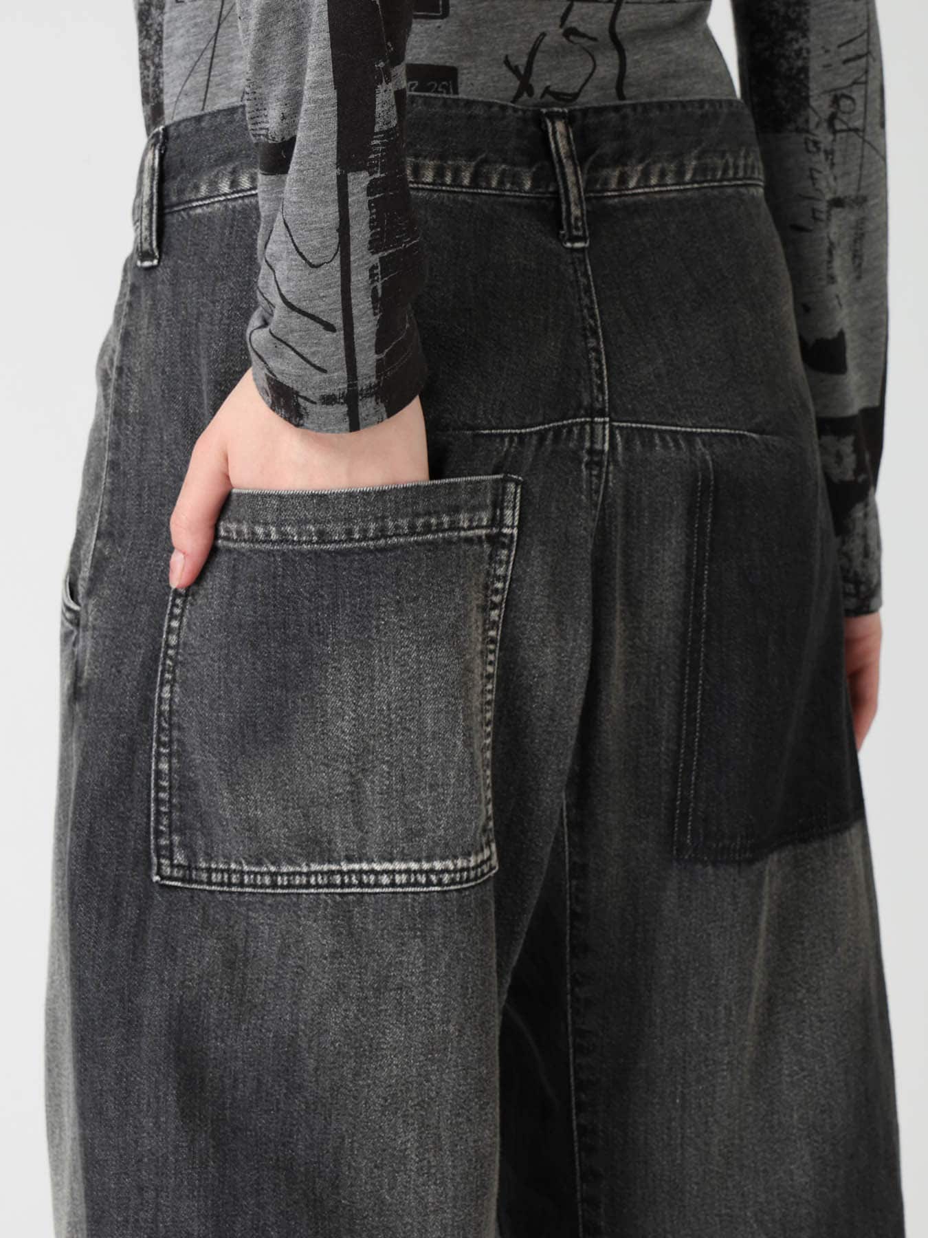 SPOTTED DENIM WIDE PANTS