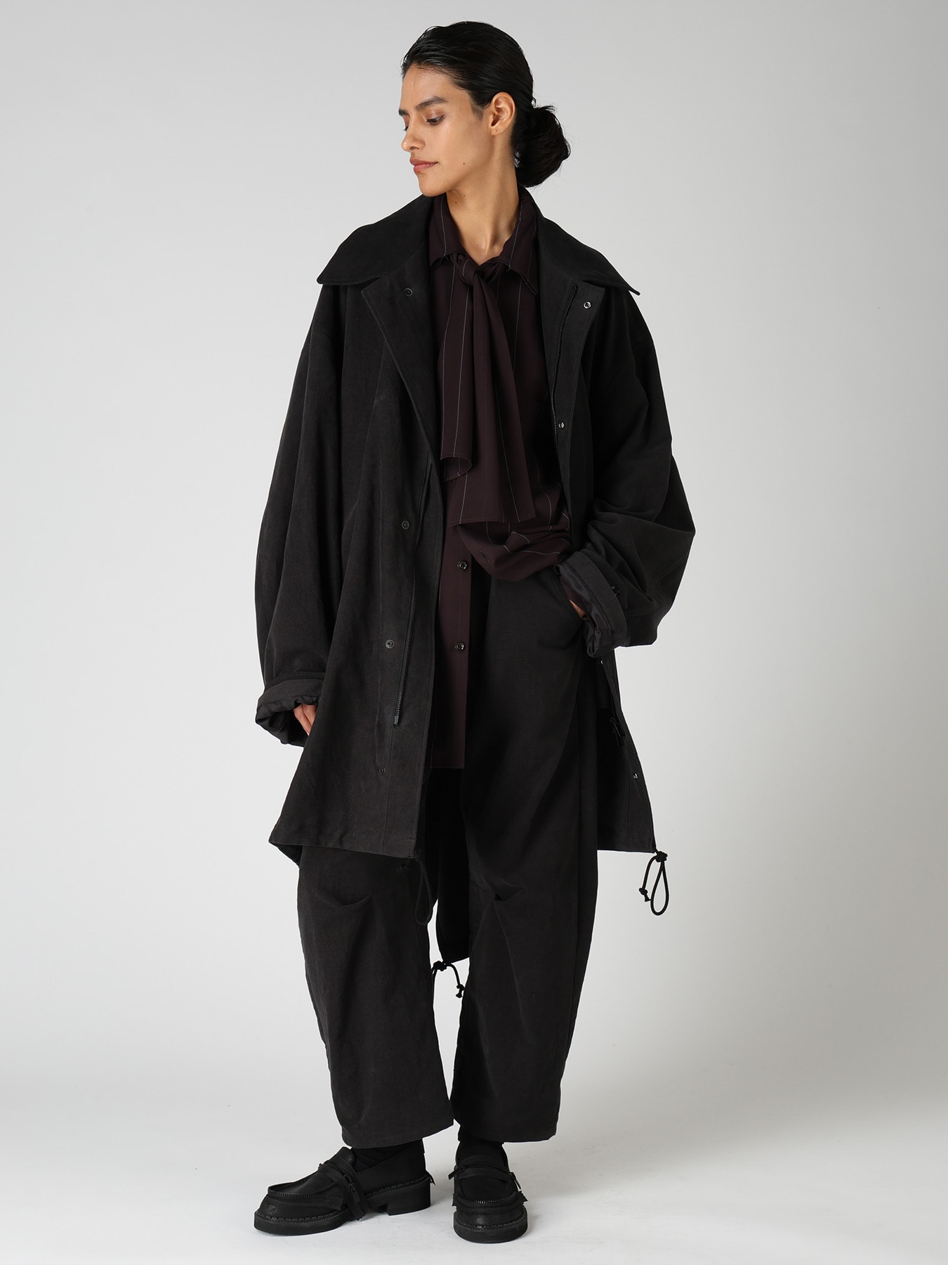 COTTON SUEDE WIDE PANTS