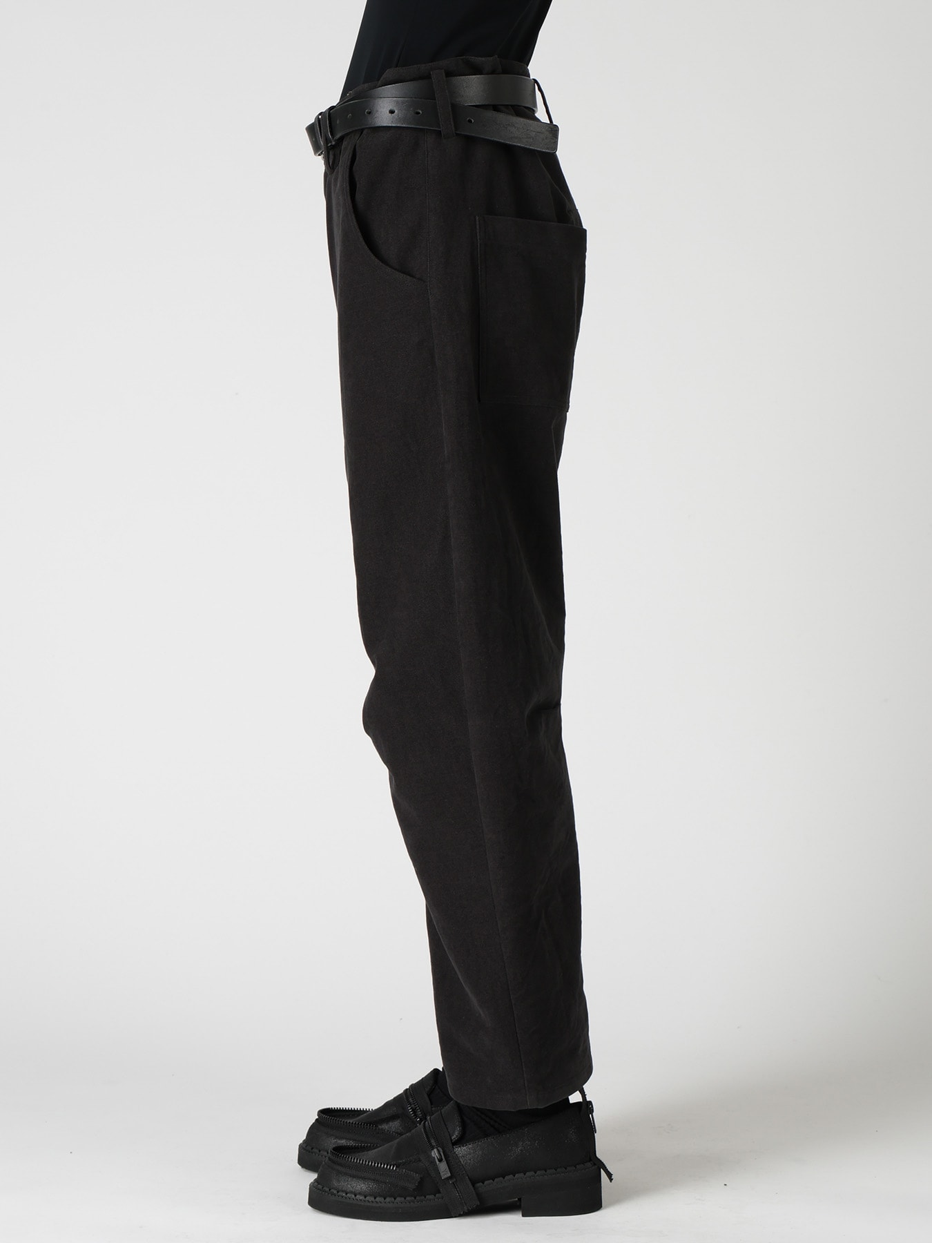 COTTON SUEDE WIDE PANTS