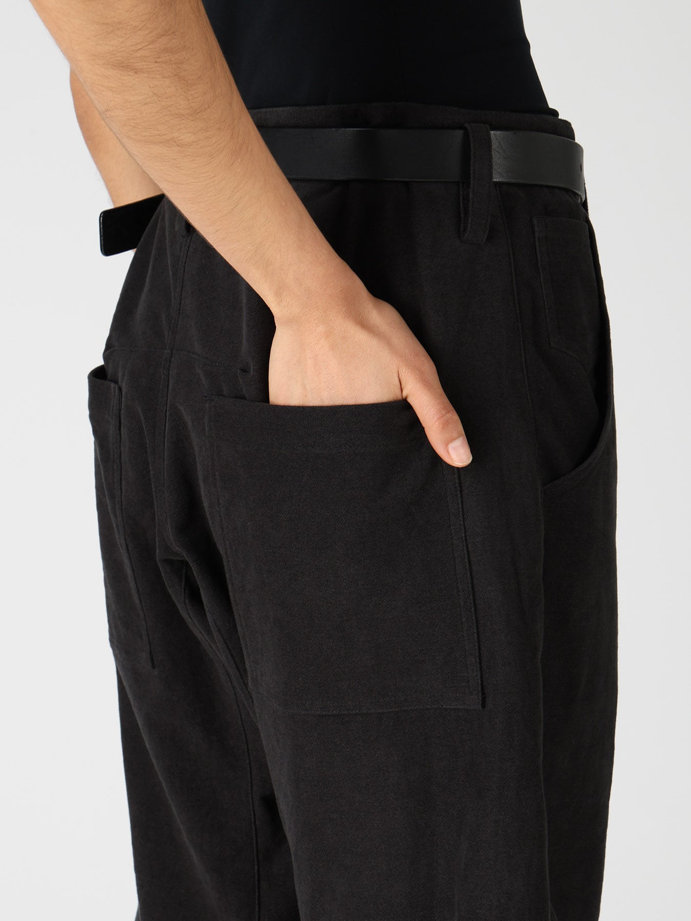 COTTON SUEDE WIDE PANTS