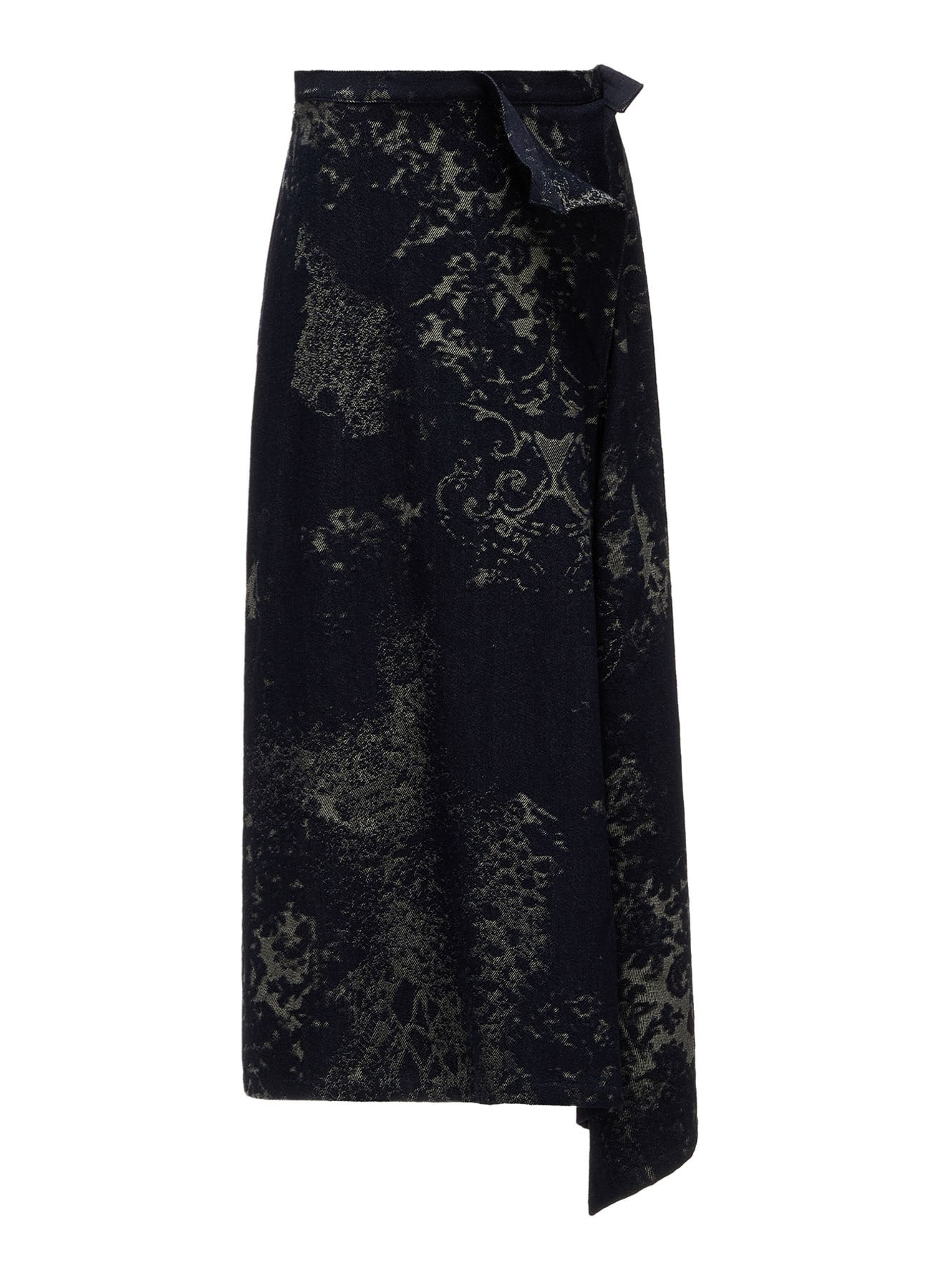DENIM JACQUARD FRONT CUT-OUT SKIRT