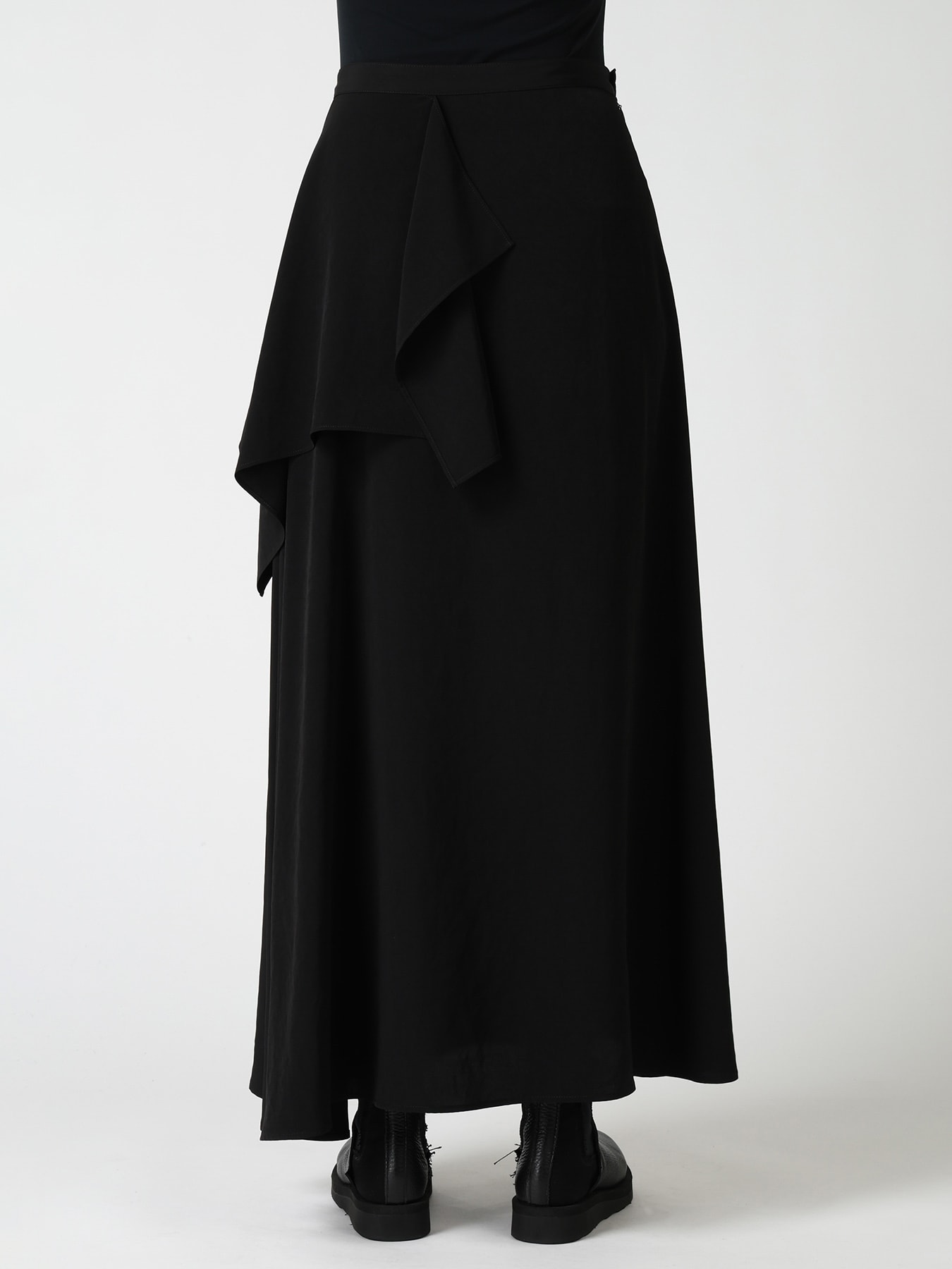TA/PE CREPE DE CHINE ASYMMETRIC DRAPE SKIRT