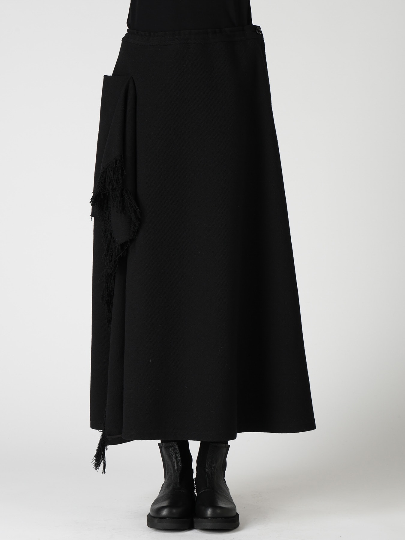 WOOL BLEND KERSEY DRAPE SKIRT
