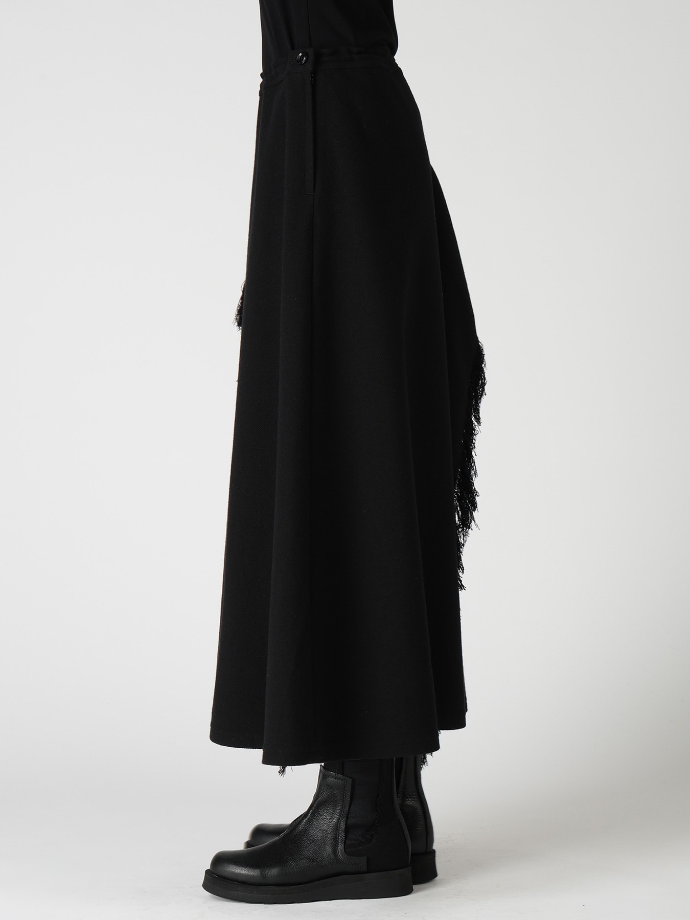WOOL BLEND KERSEY DRAPE SKIRT