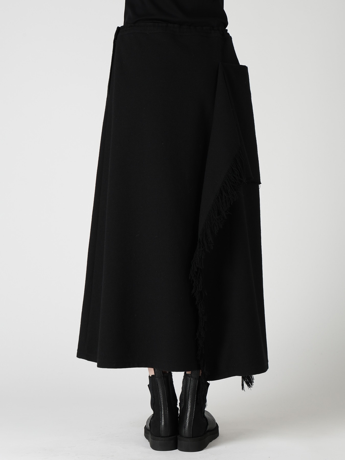 WOOL BLEND KERSEY DRAPE SKIRT